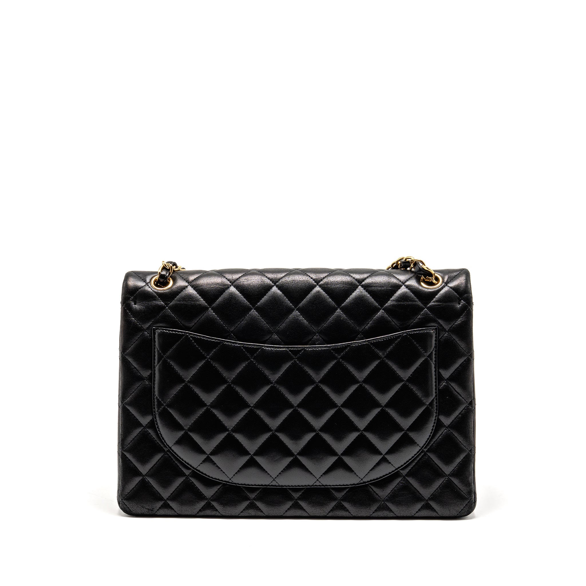 CHANEL MAXI CLASSIC DOUBLE FLAP BAG LAMBSKIN BLACK GHW