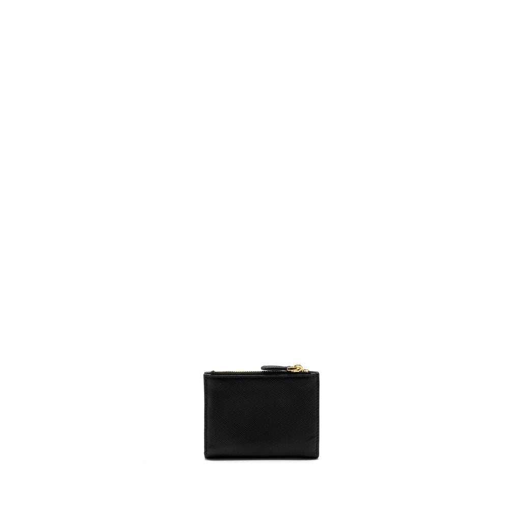 PRADA SMALL SAFFIANO LEATHER WALLET BLACK GHW