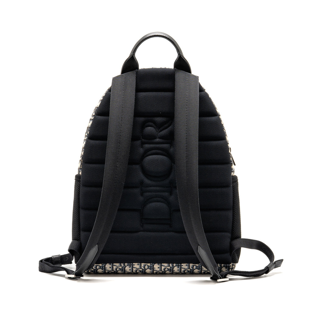 DIOR MEN’S BACKPACK DIOR OBLIQUE CANVAS / CALFSKIN BLUE / BLACK SHW