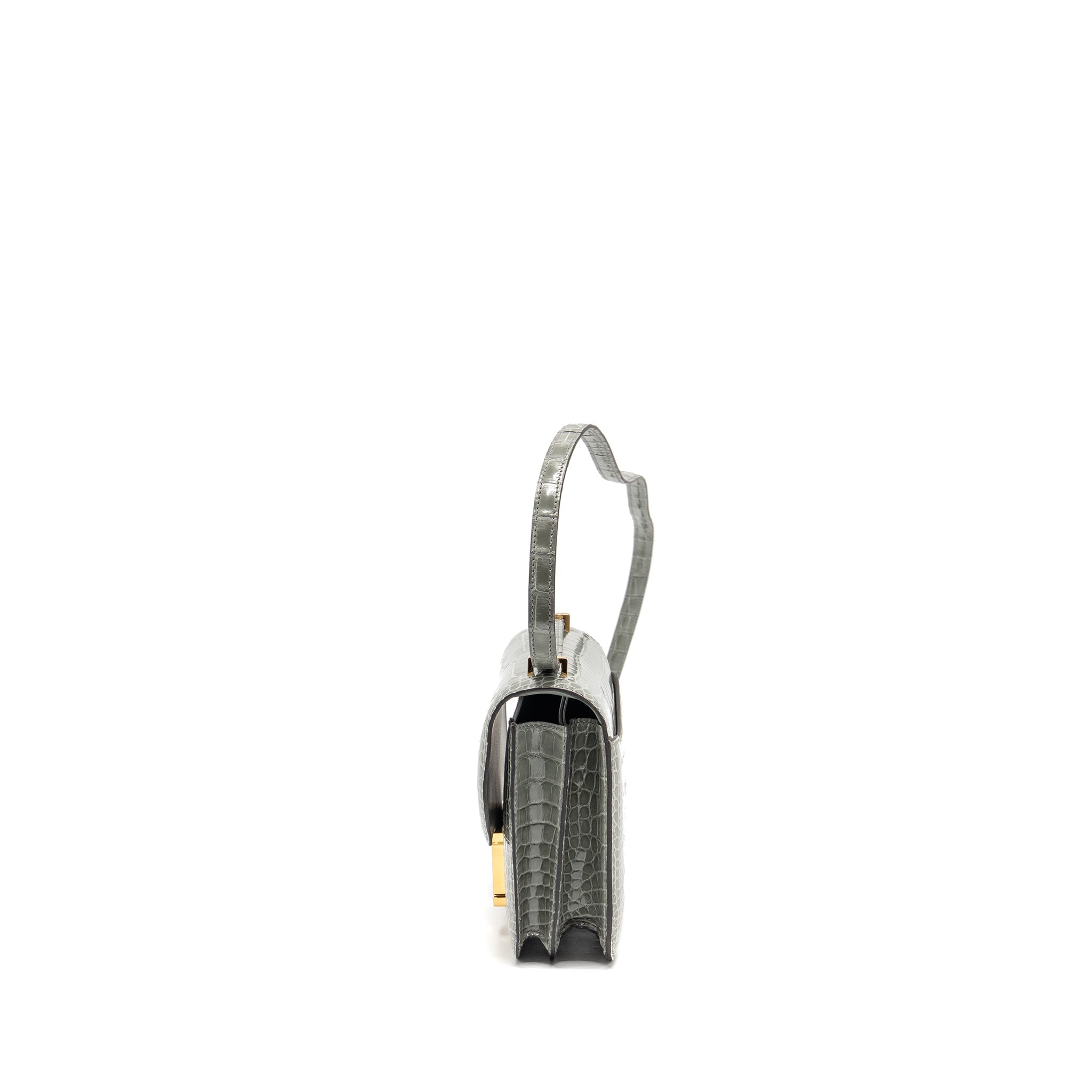 HERMES CONSTANCE MINI ALLIGATOR MISSISSIPPIENSIS 0V GRIS CIMENT GHW