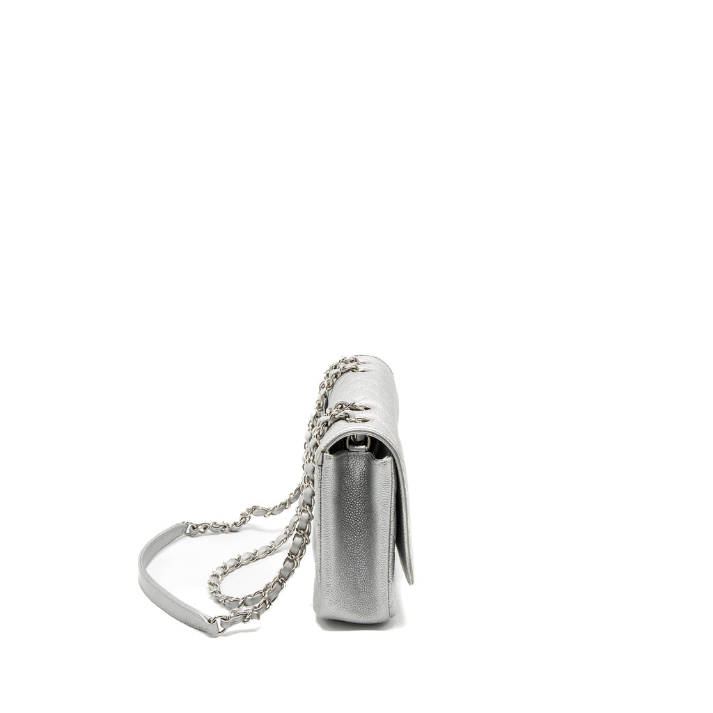 CHANEL FILIGREE FLAP BAG CAVIAR SILVER SHW