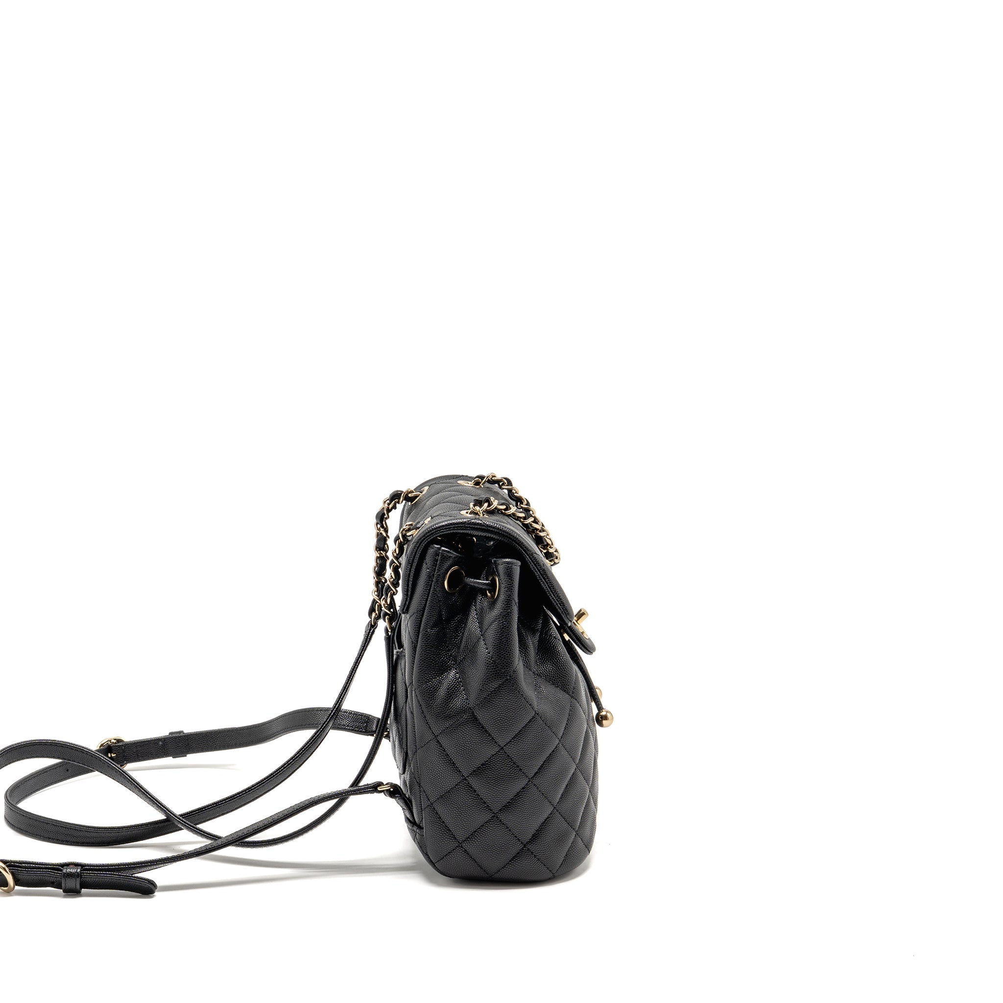 CHANEL QUILTED MINI BACKPACK CAVIAR BLACK LGHW (MICROCHIP)