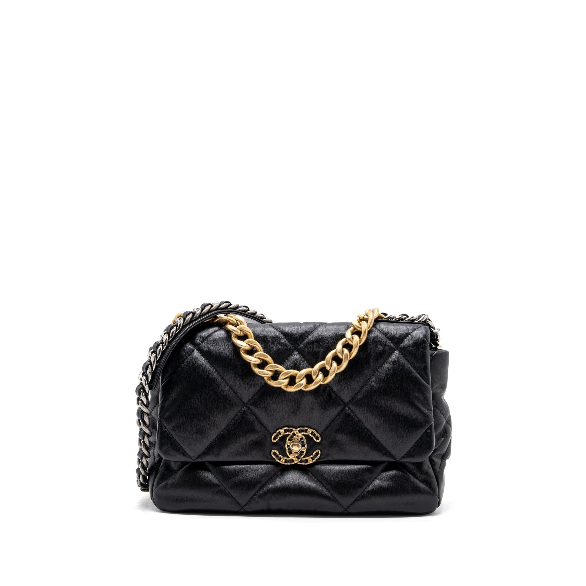 CHANEL MEDIUM 19 BAG GOATSKIN BLACK MULTICOLOUR HARDWARE