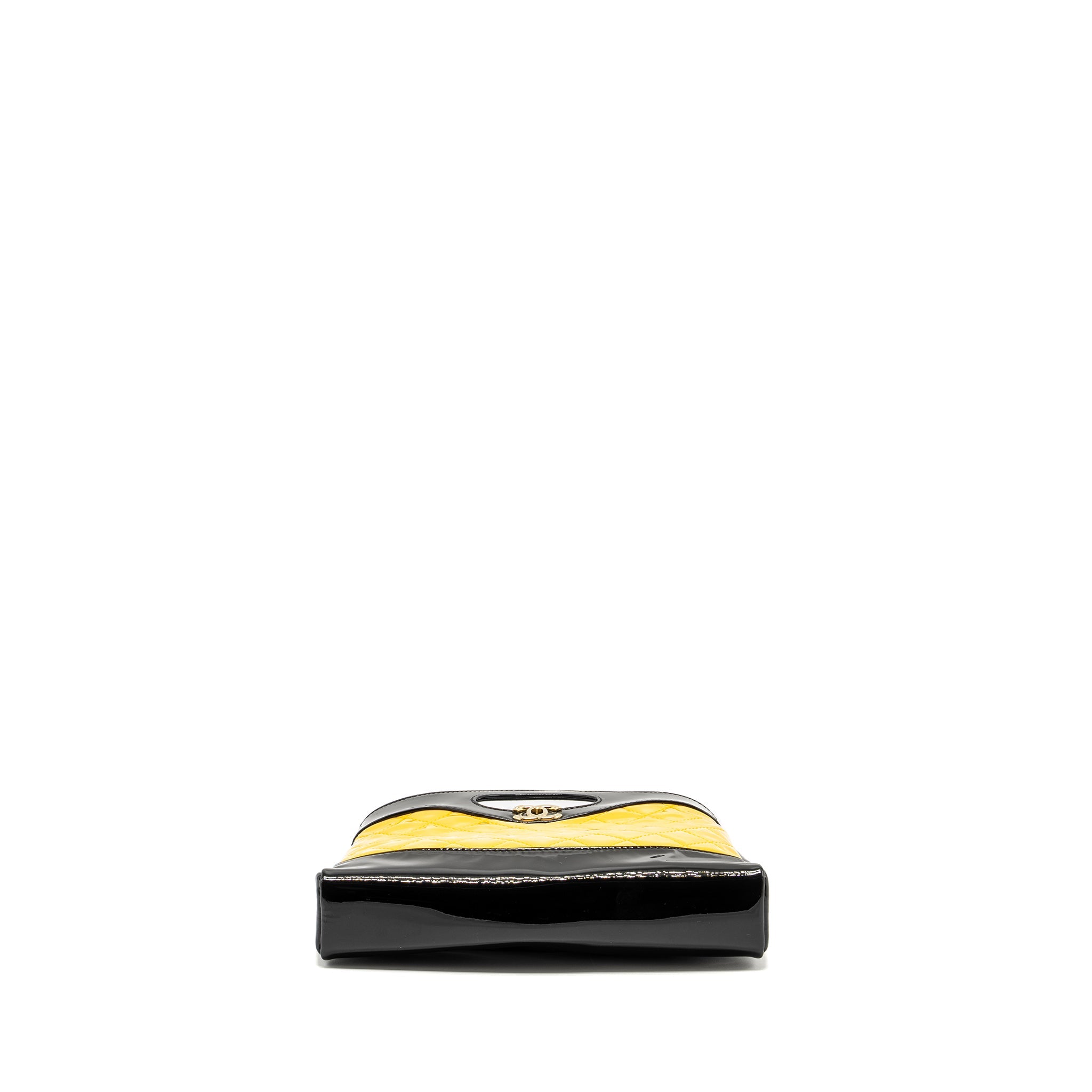 CHANEL MINI 31 BAG PATENT BLACK/YELLOW LGHW (MICROCHIP)
