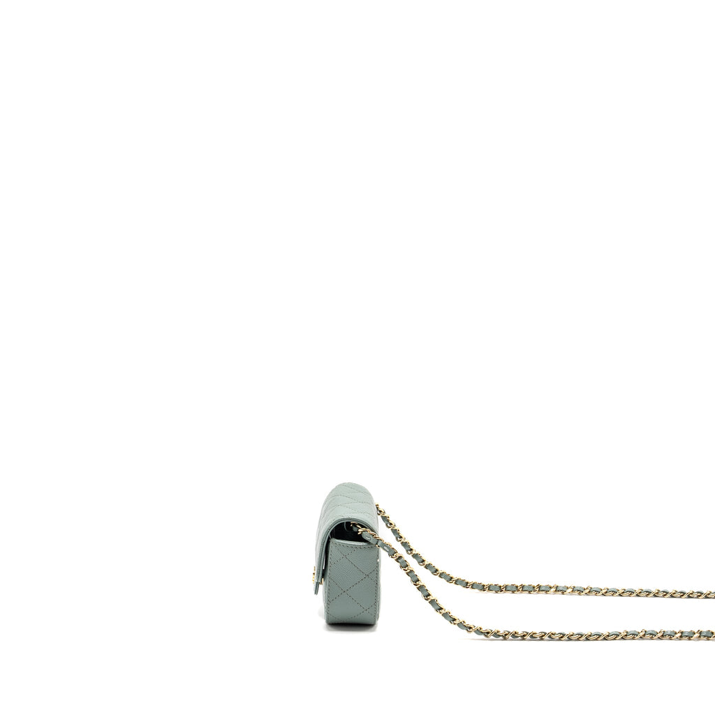 CHANEL MINI FLAP VANITY WITH CHAIN CAVIAR LIGHT GREEN LGHW