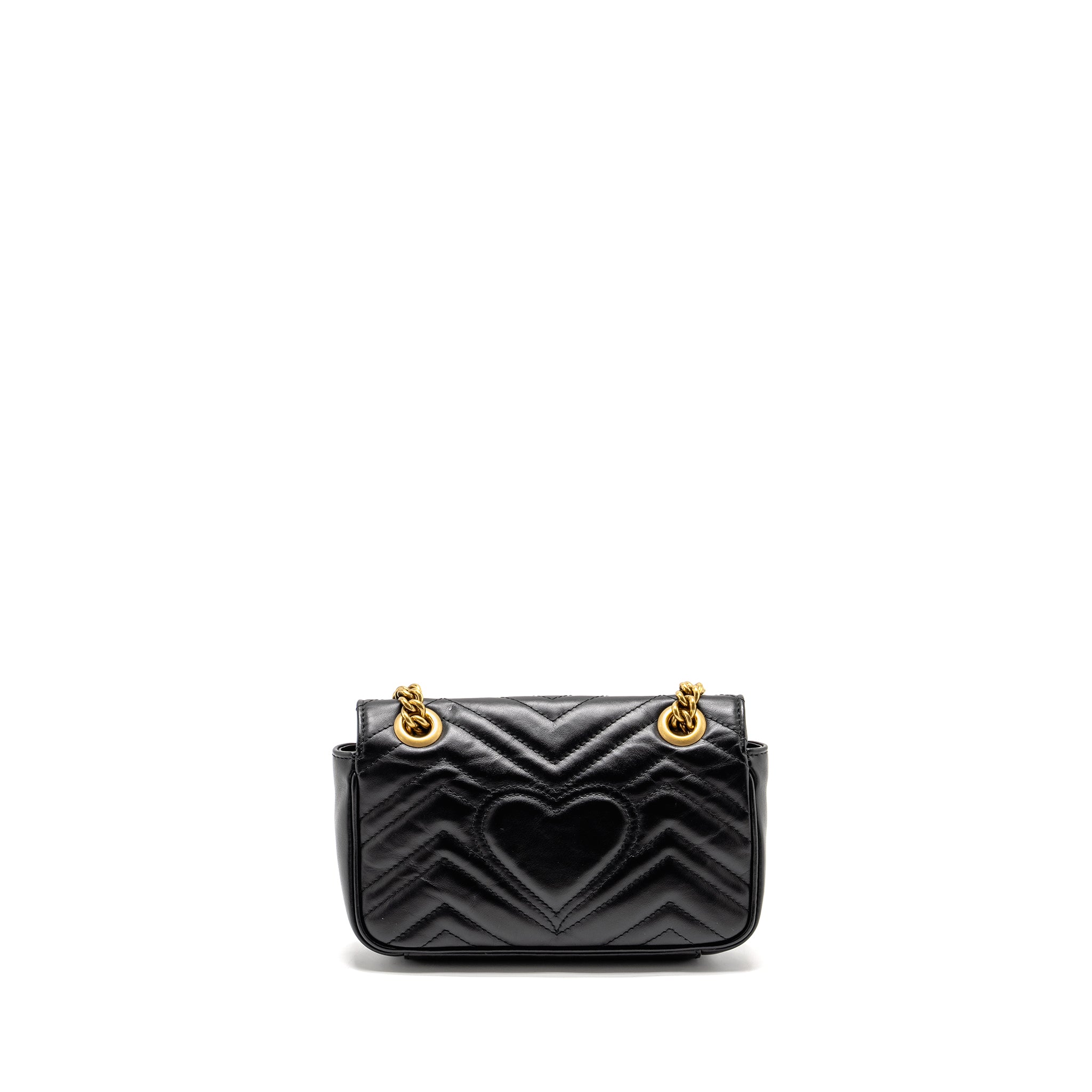 GUCCI MINI GG MARMONT SHOULDER BAG CALFSKIN BLACK GHW
