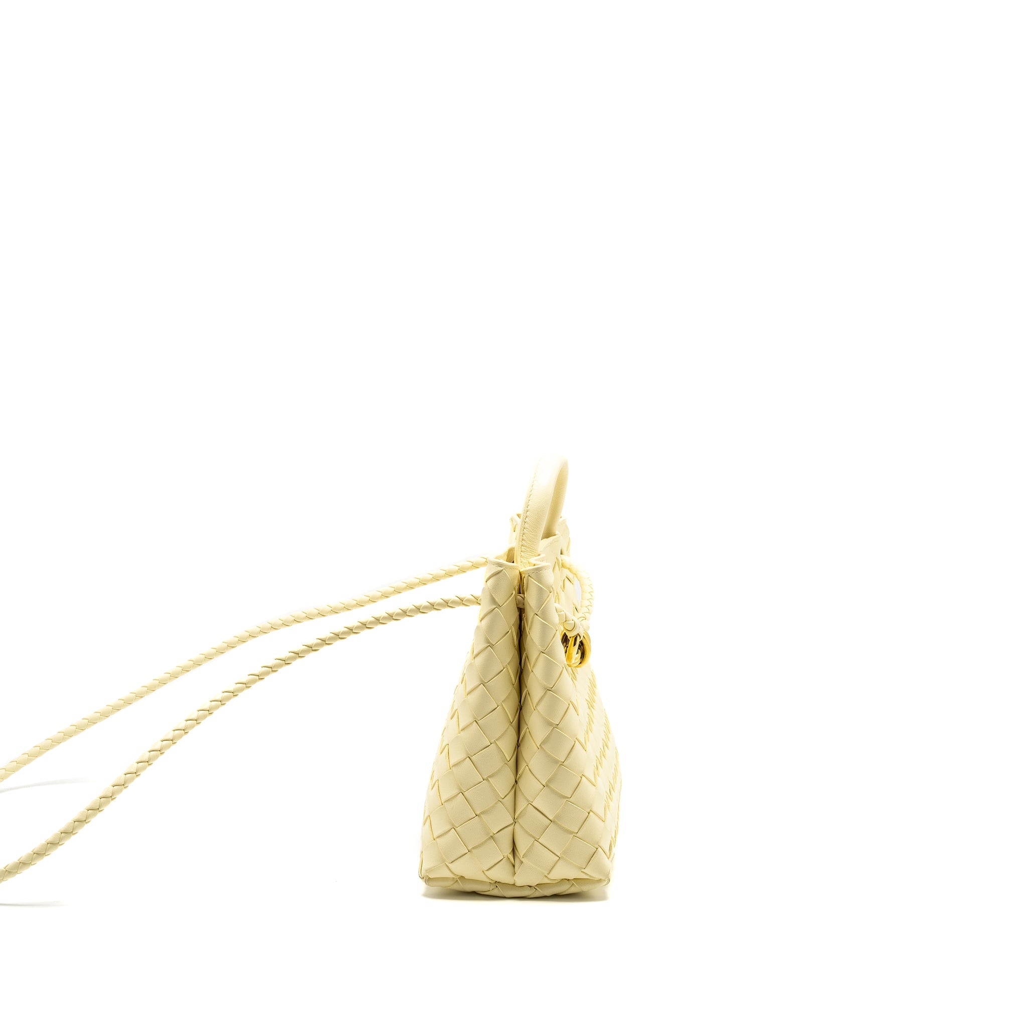 BOTTEGA VENETA SMALL ANDIAMO BAG LAMBSKIN LIGHT YELLOW GHW