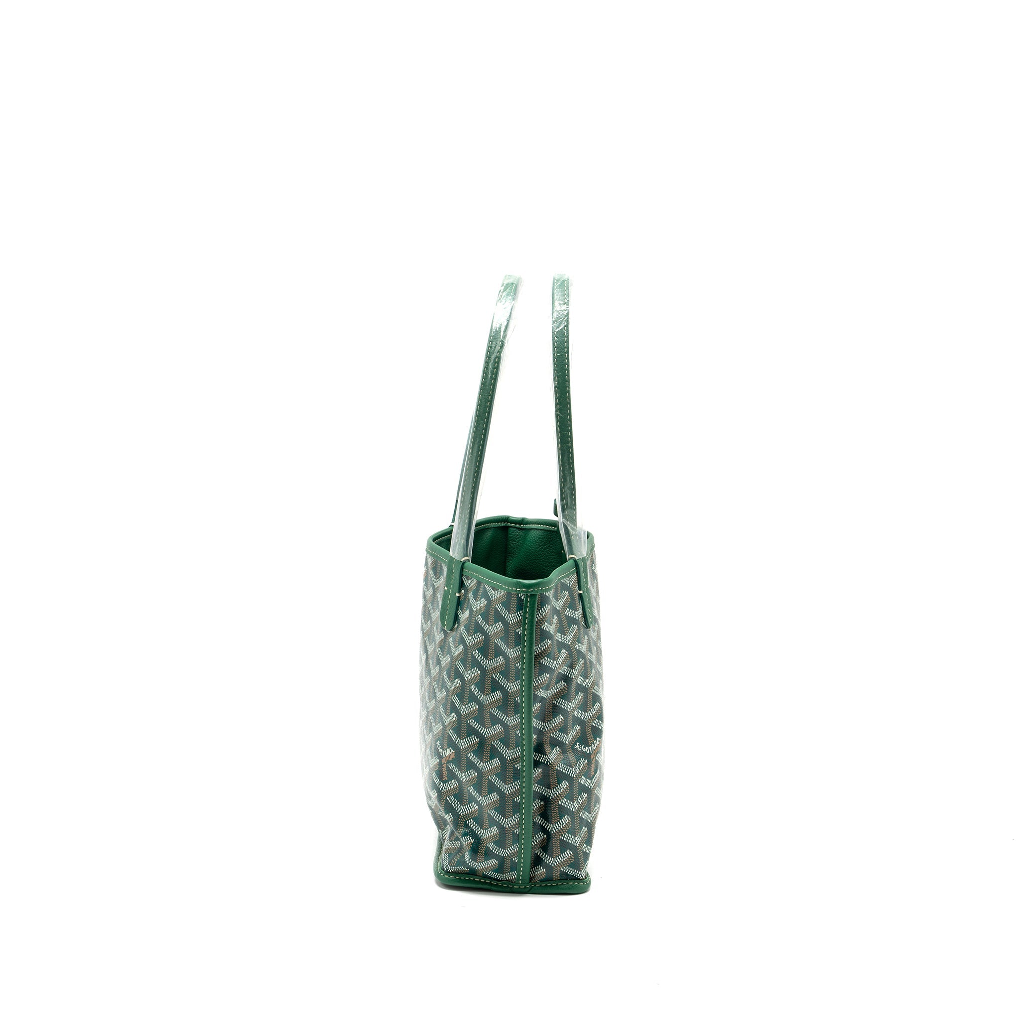 GOYARD MINI ANJOU TOTE BAG GOYARDLINE CANVAS / LEATHER GREEN SHW