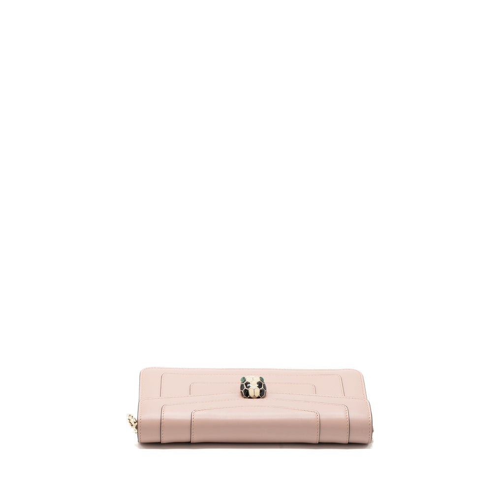 BVLGARI SERPENTI FOREVER CLUTCH WITH CHAIN CALFSKIN PINK LGHW