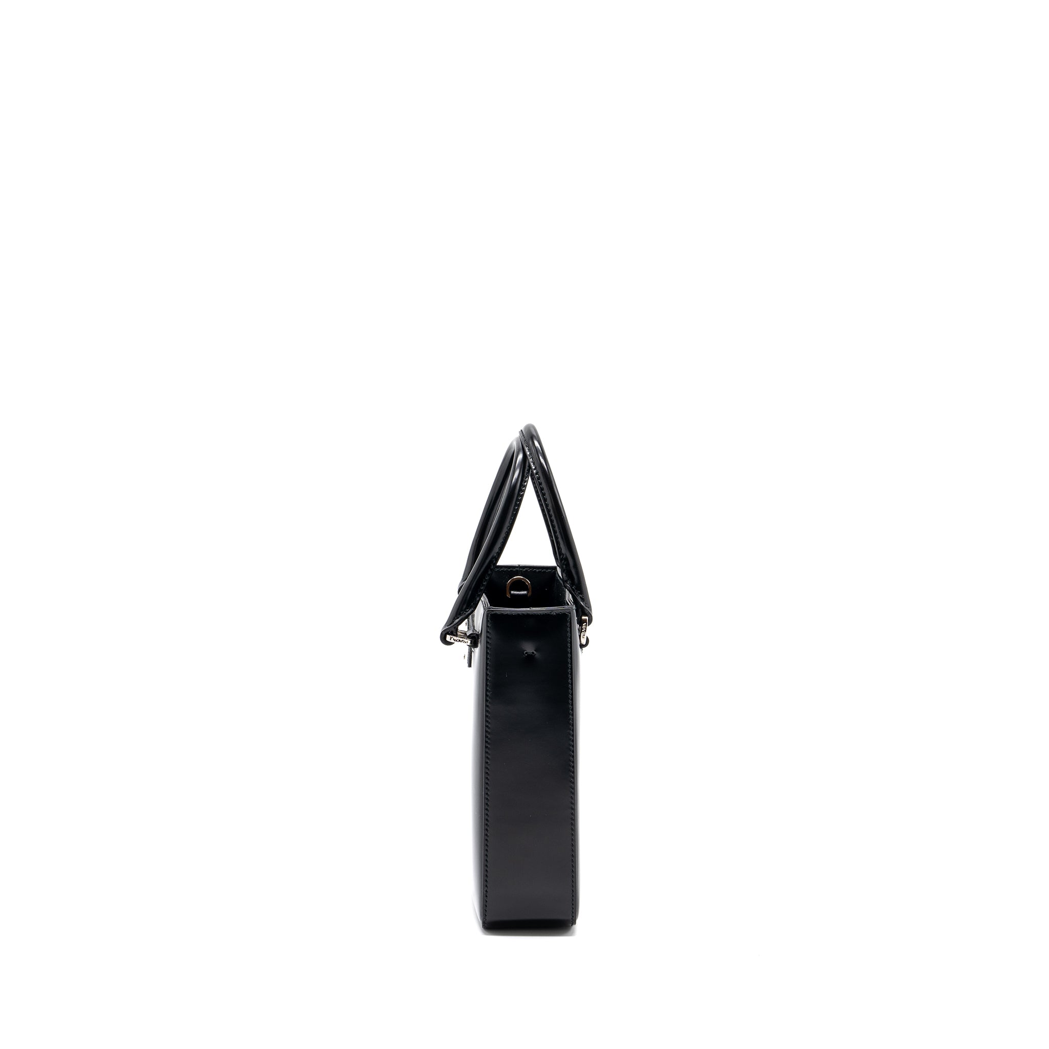 PRADA SMALL BRUSHED LEATHER TOTE BLACK SHW