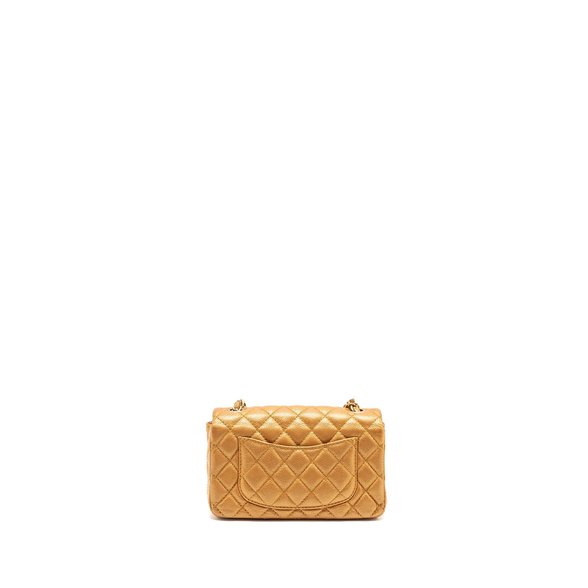 CHANEL MINI RECTANGULAR FLAP BAG CALFSKIN IRIDESCENT DARK GOLD GHW