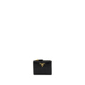 PRADA SMALL SAFFIANO LEATHER WALLET BLACK GHW
