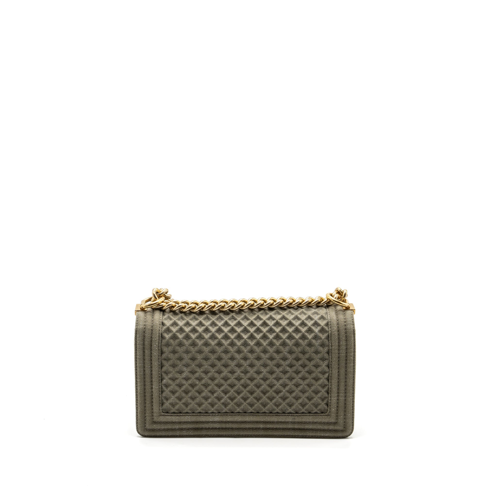 CHANEL MEDIUM BOY BAG DENIM OLIVE GREEN BRUSHED GHW