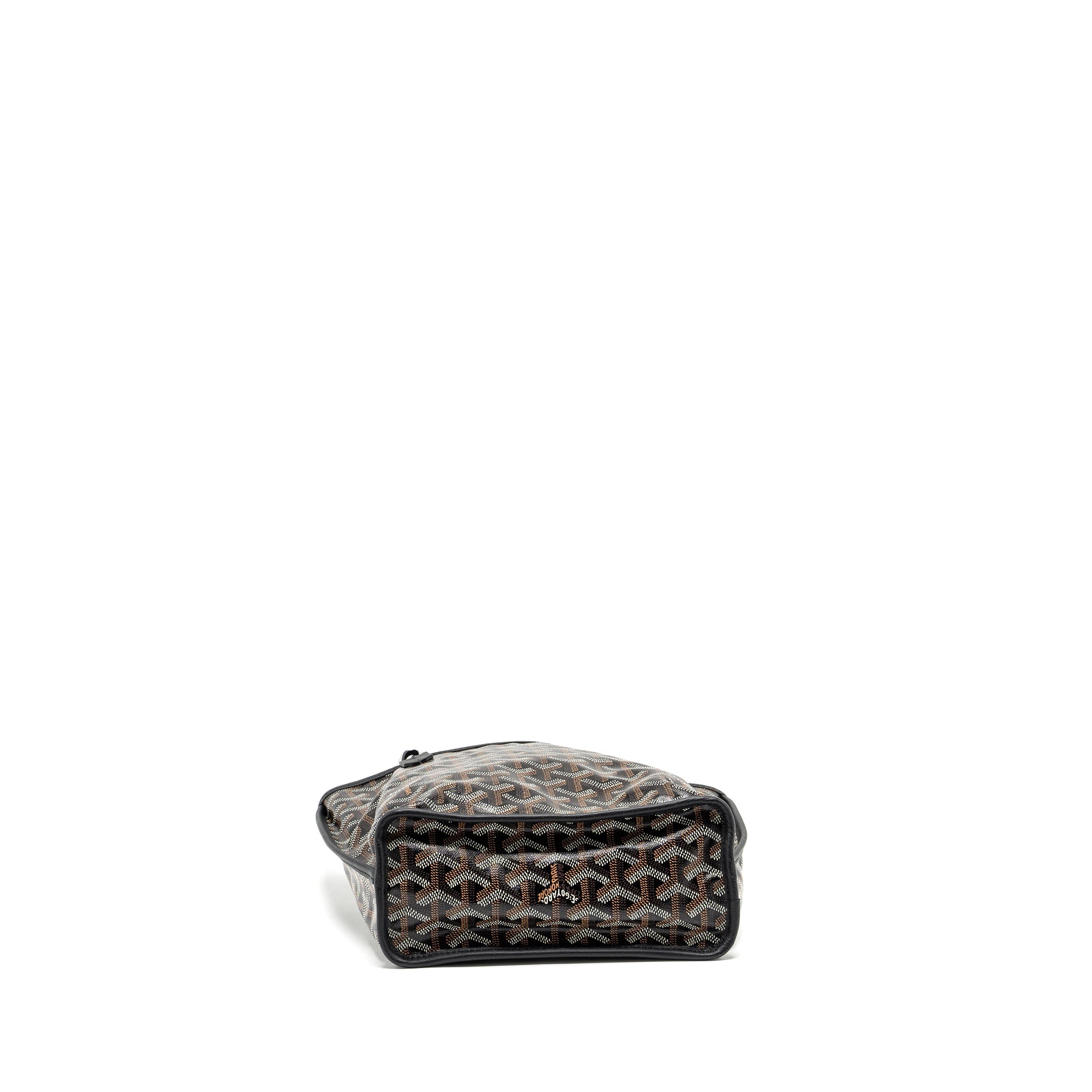 GOYARD ANJOU MINI TOTE BAG GOYARDLINE CANVAS / CALFSKIN BLACK SHW