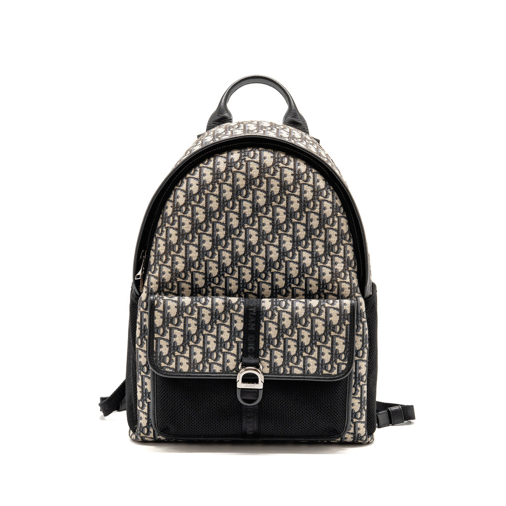 DIOR MEN’S BACKPACK DIOR OBLIQUE CANVAS / CALFSKIN BLUE / BLACK SHW