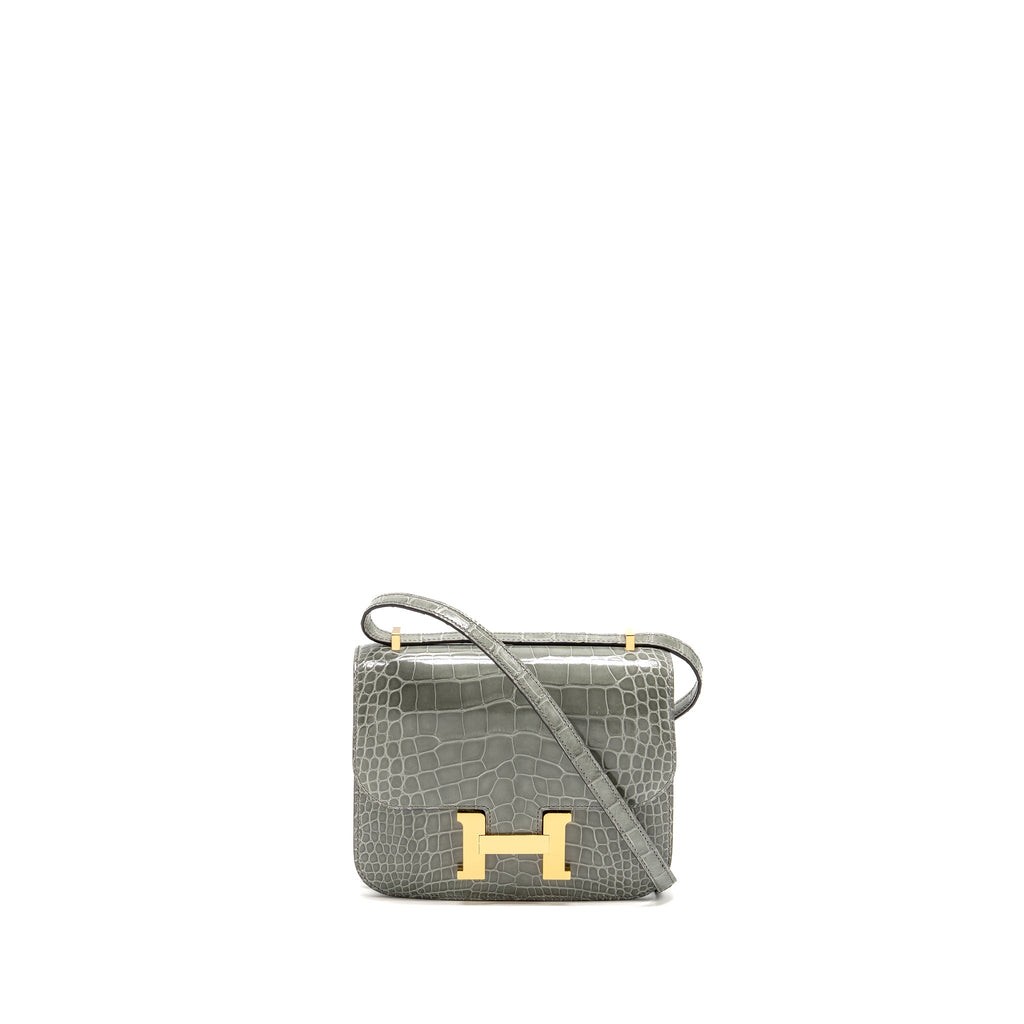 HERMES CONSTANCE MINI ALLIGATOR MISSISSIPPIENSIS 0V GRIS CIMENT GHW