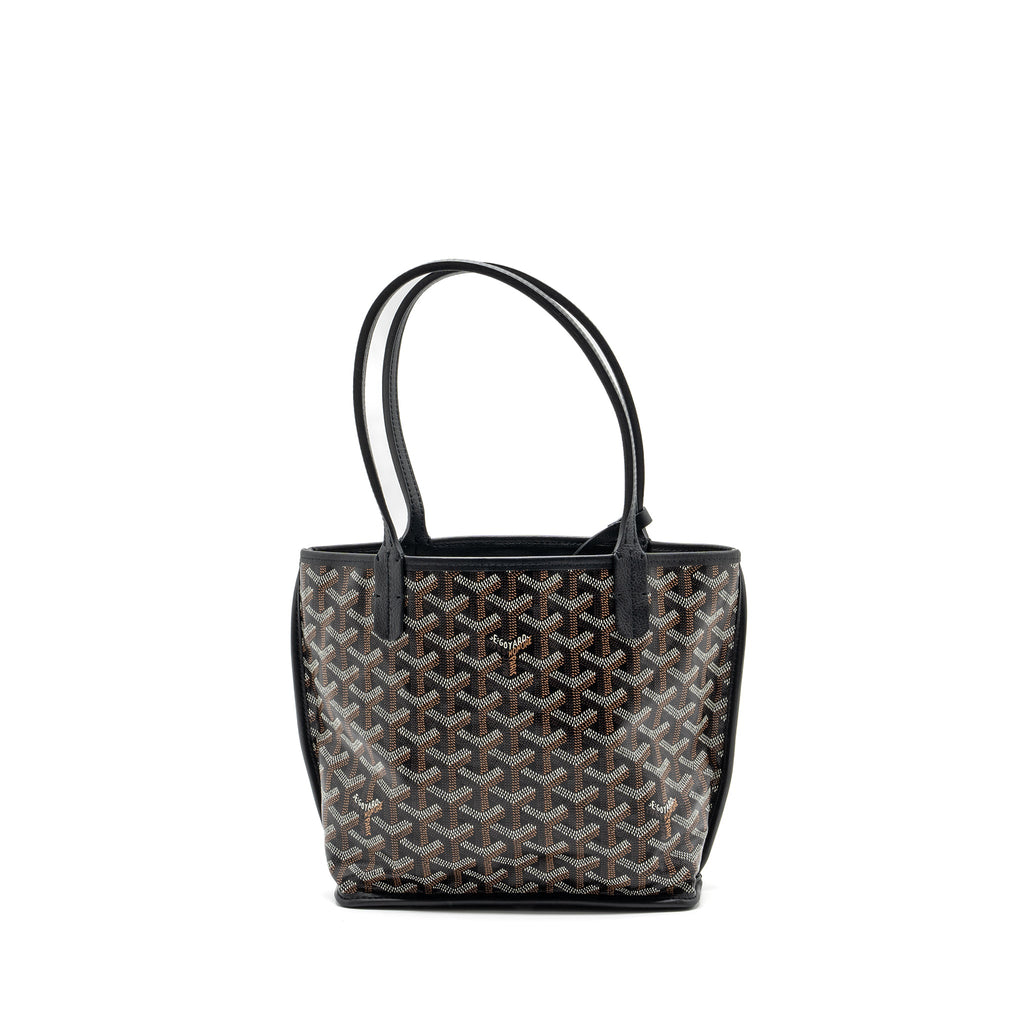 GOYARD MINI ANJOU TOTE BAG GOYARDLINE CANVAS / CALFSKIN BLACK SHW