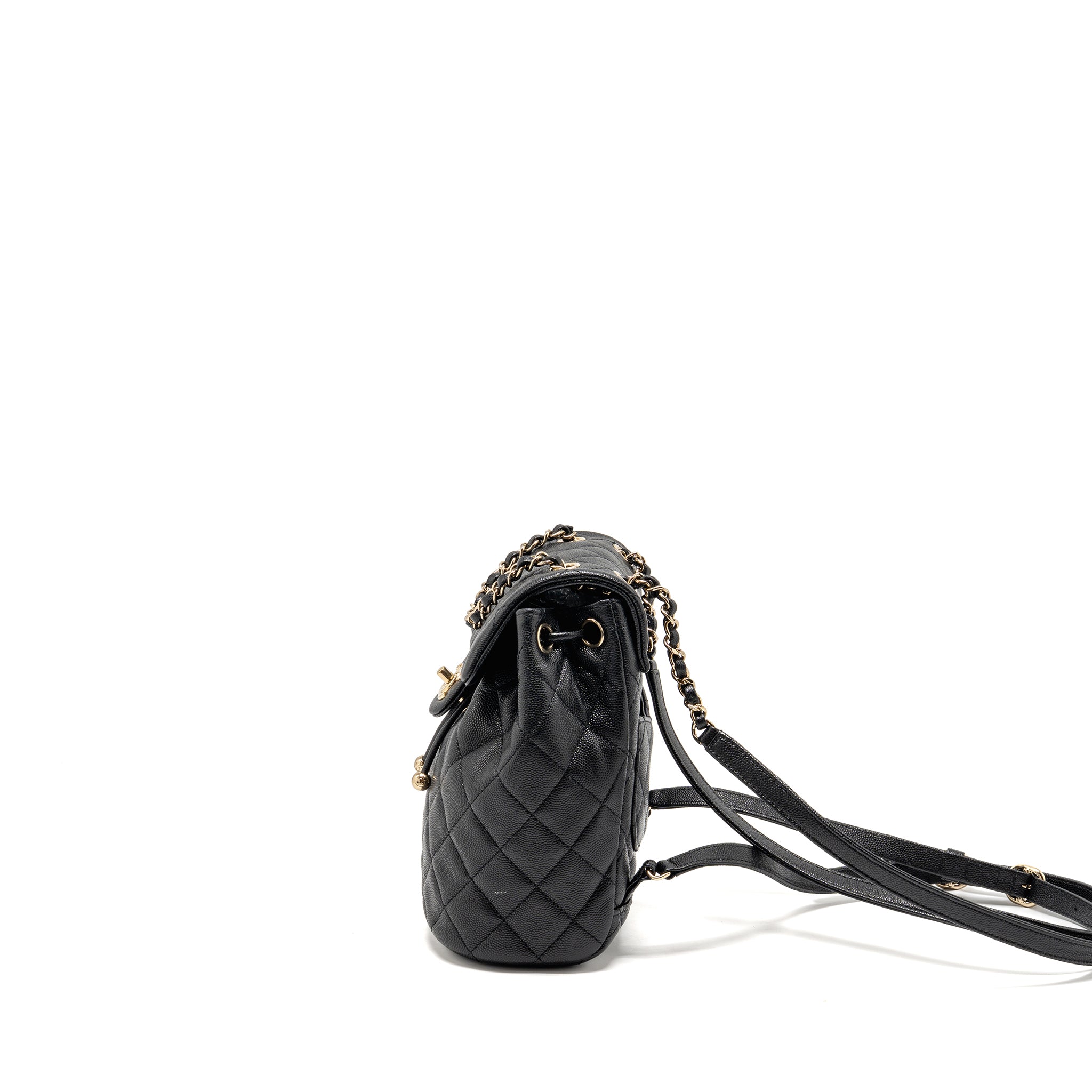 CHANEL QUILTED MINI BACKPACK CAVIAR BLACK LGHW (MICROCHIP)
