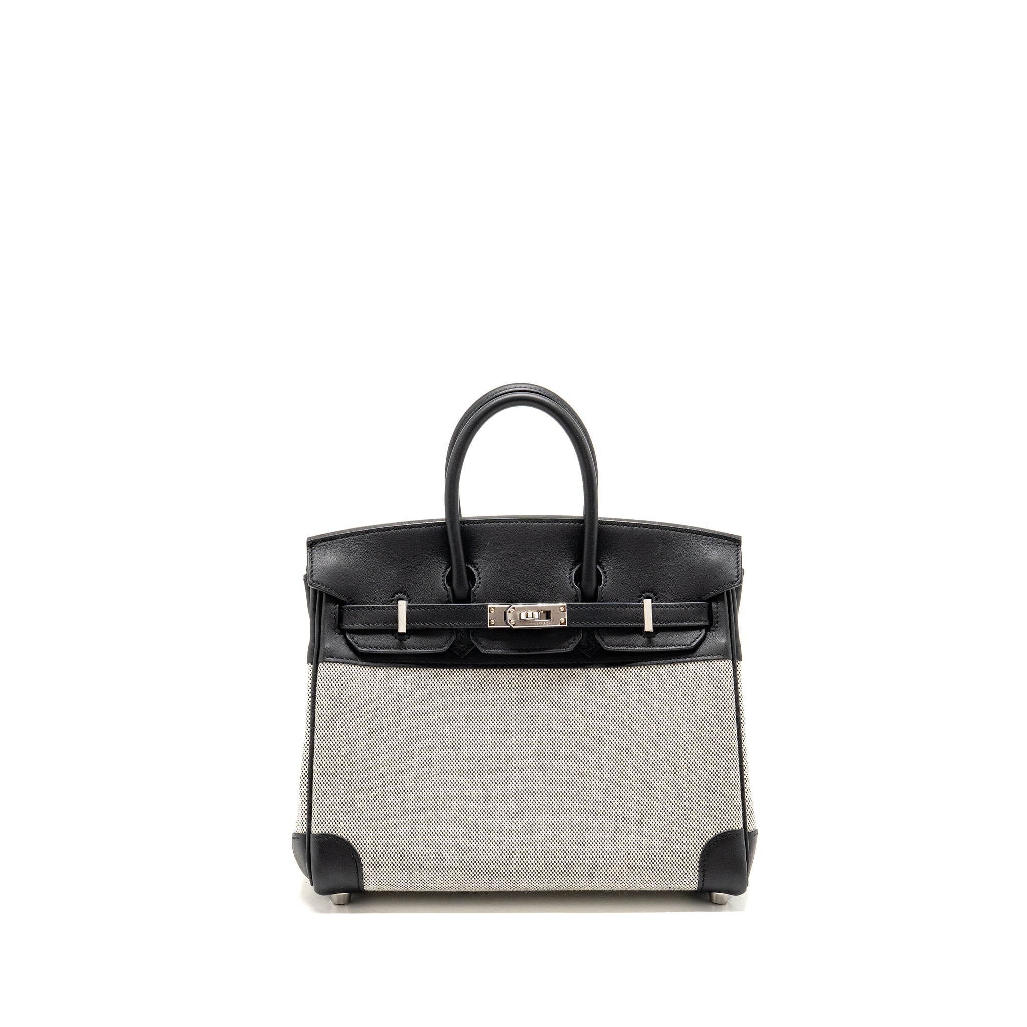 HERMES BIRKIN 25 TOILE SWIFT/CANVAS ECRU-NOIR/NOIR SHW