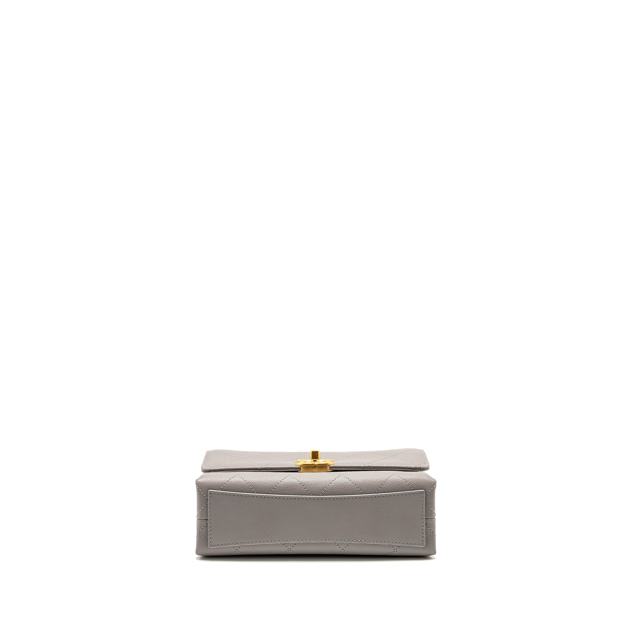 CHANEL MINI QUILTED FLAP BAG WITH CHAIN HANDLE CAVIAR GREY GHW (MICROCHIP)