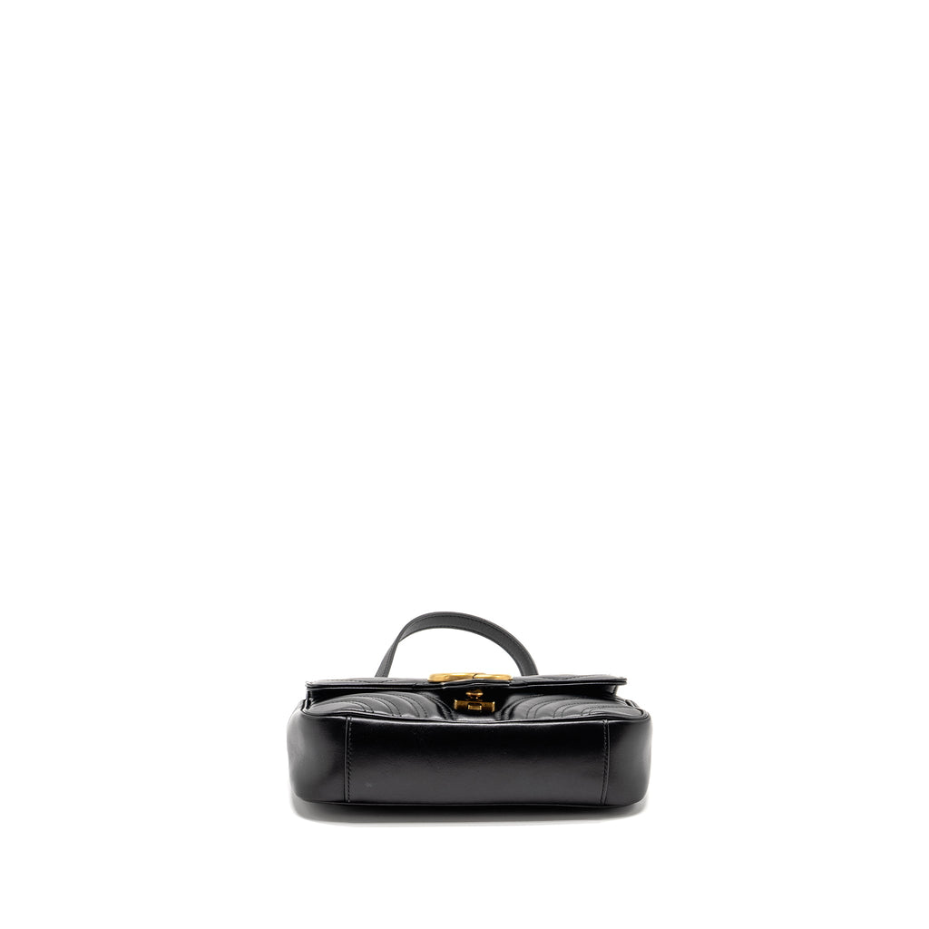 GUCCI MINI GG MARMONT SHOULDER BAG CALFSKIN BLACK GHW