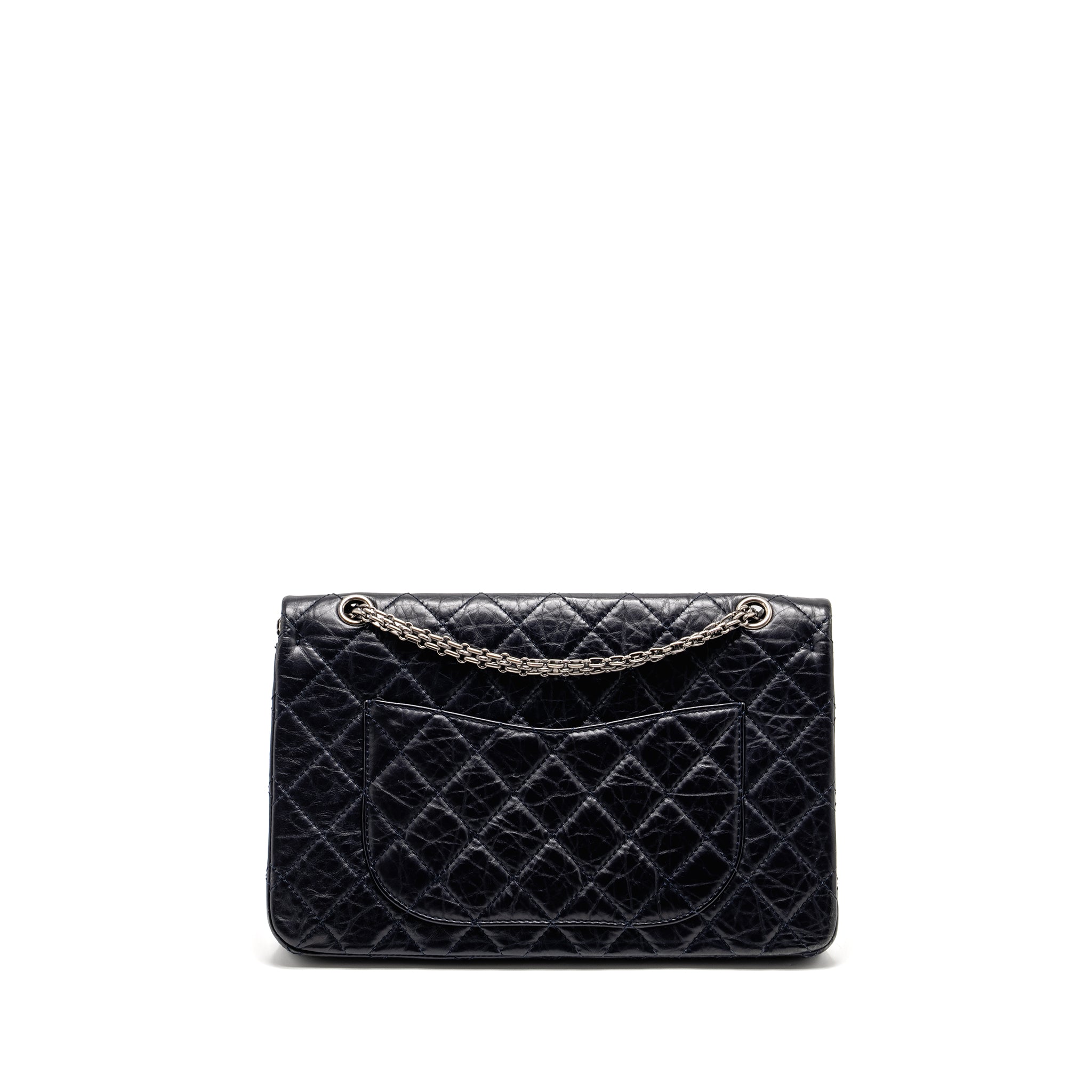 CHANEL MAXI 2.55 REISSUE FLAP BAG AGED CALFSKIN DARK BLUE RUTHENIUM HARDWARE