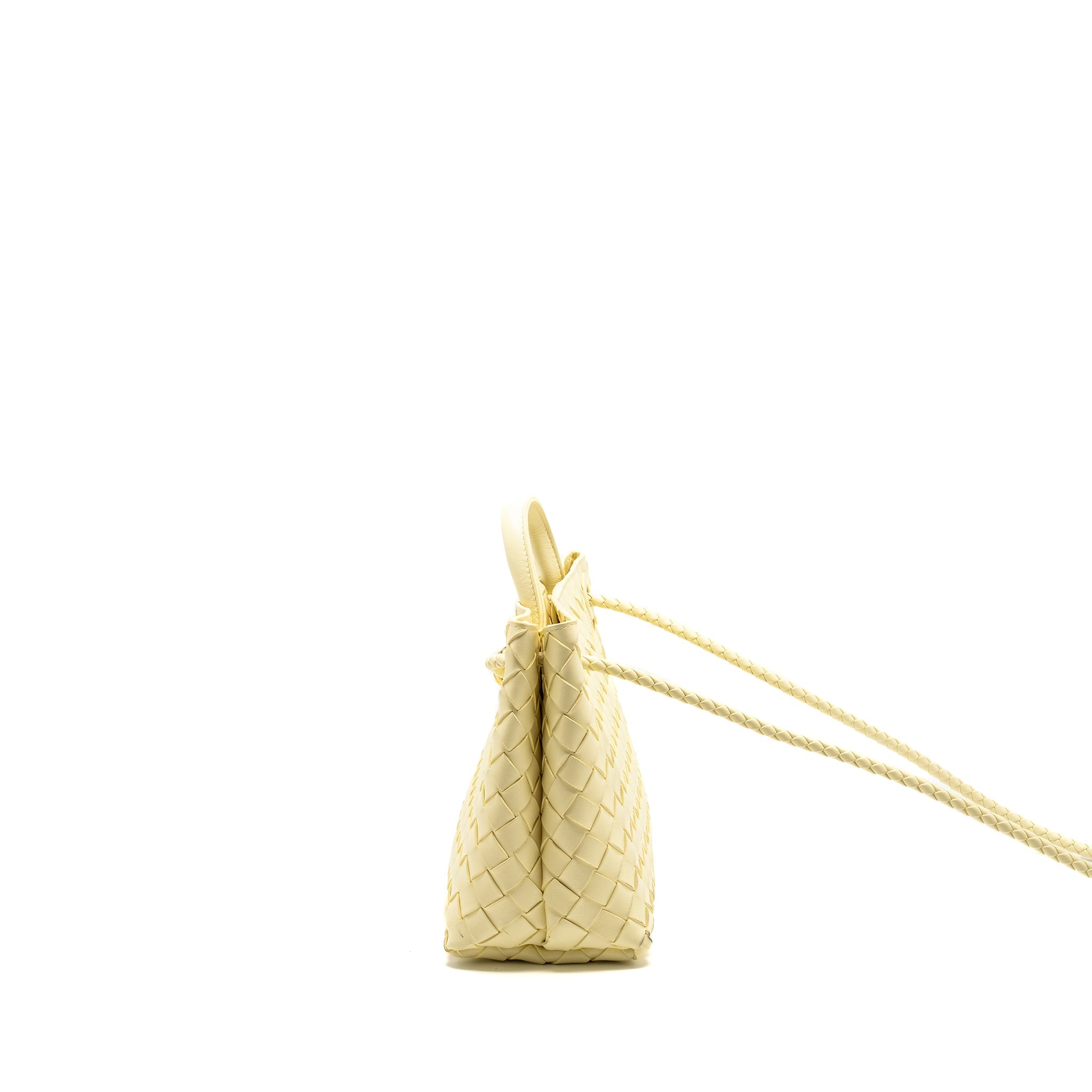 BOTTEGA VENETA SMALL ANDIAMO BAG LAMBSKIN LIGHT YELLOW GHW