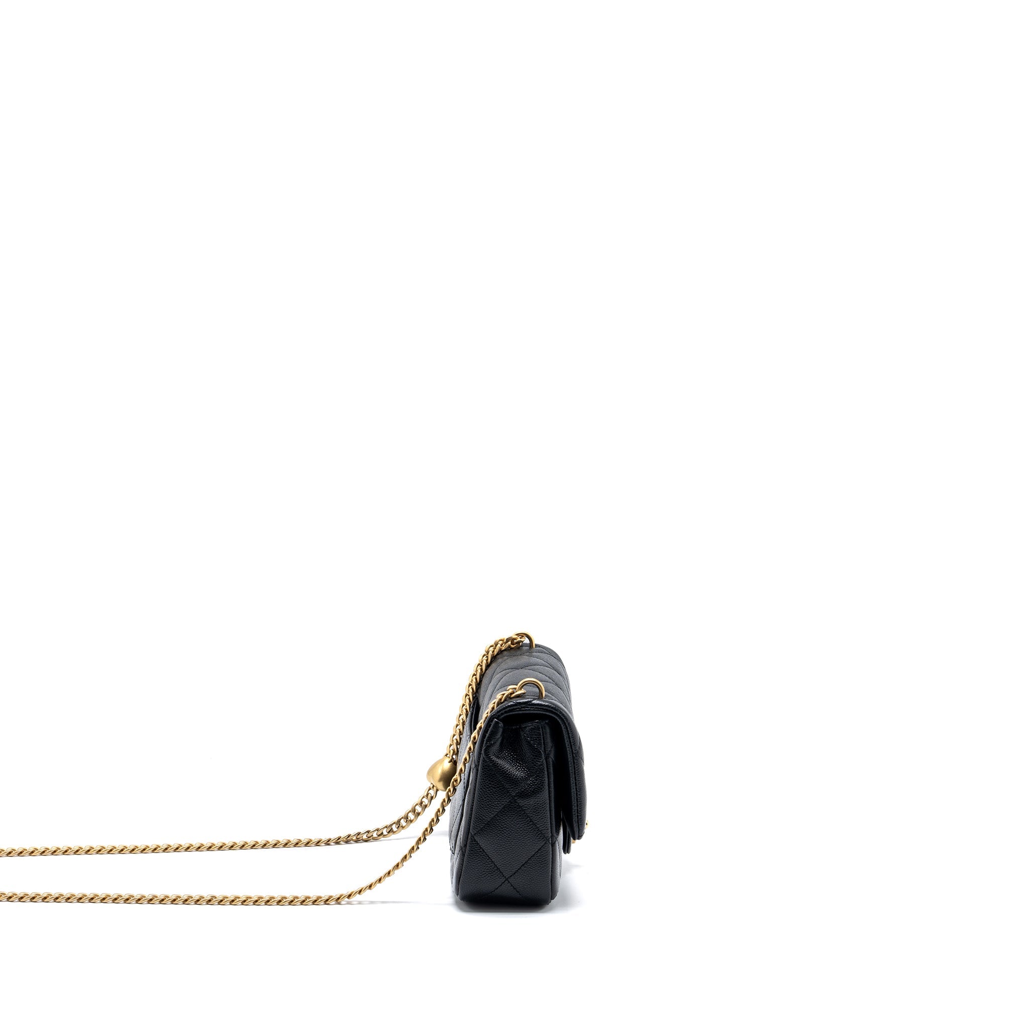 CHANEL 23P COCO LOVE FLAP BAG CAVIAR BLACK GHW (MICROCHIP)