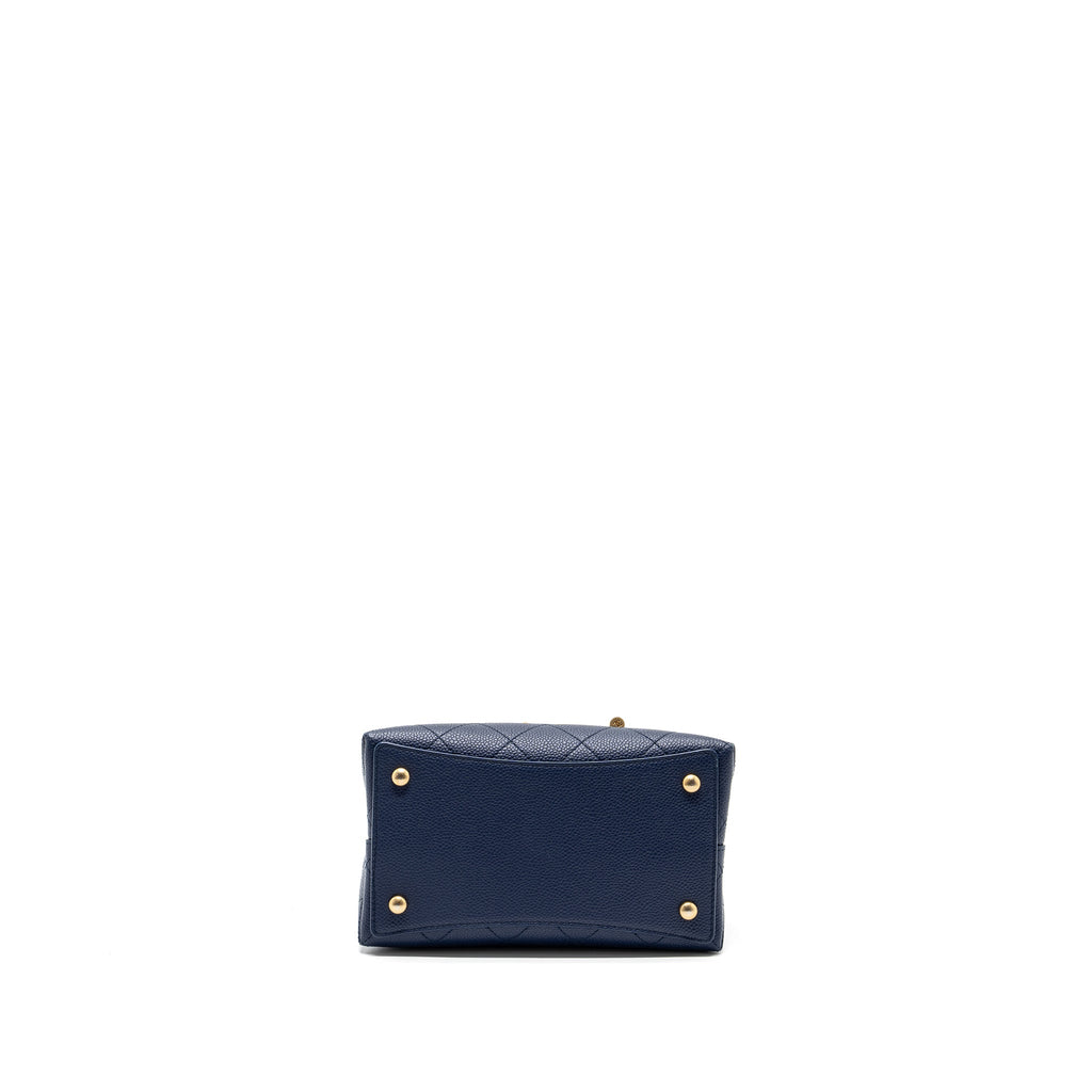 CHANEL TOP HANDLE DRAWSTRING BUCKET BAG CAVIAR NAVY GHW