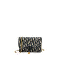 DIOR SADDLE POUCH WITH CHAIN DIOR OBLIQUE JACQUARD BLUE GHW