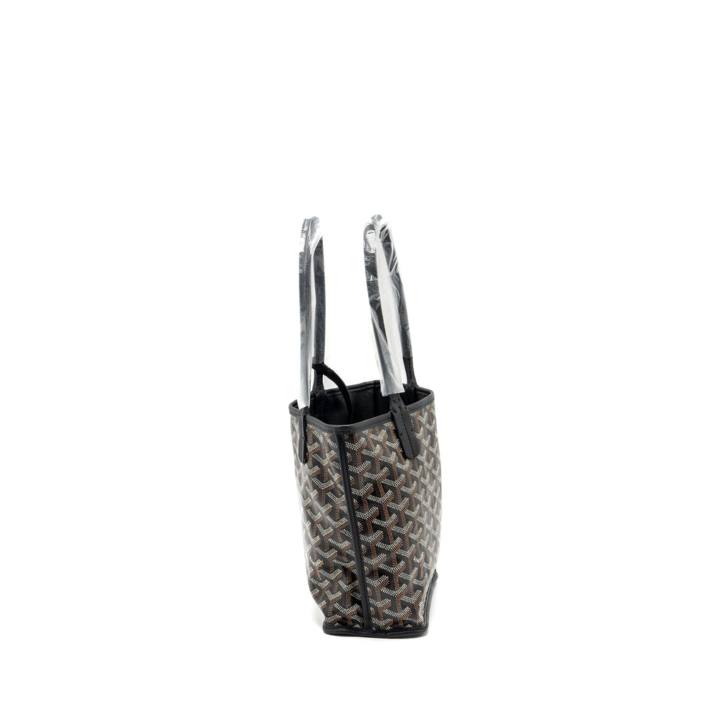 GOYARD ANJOU MINI TOTE BAG GOYARDLINE CANVAS / CALFSKIN BLACK SHW