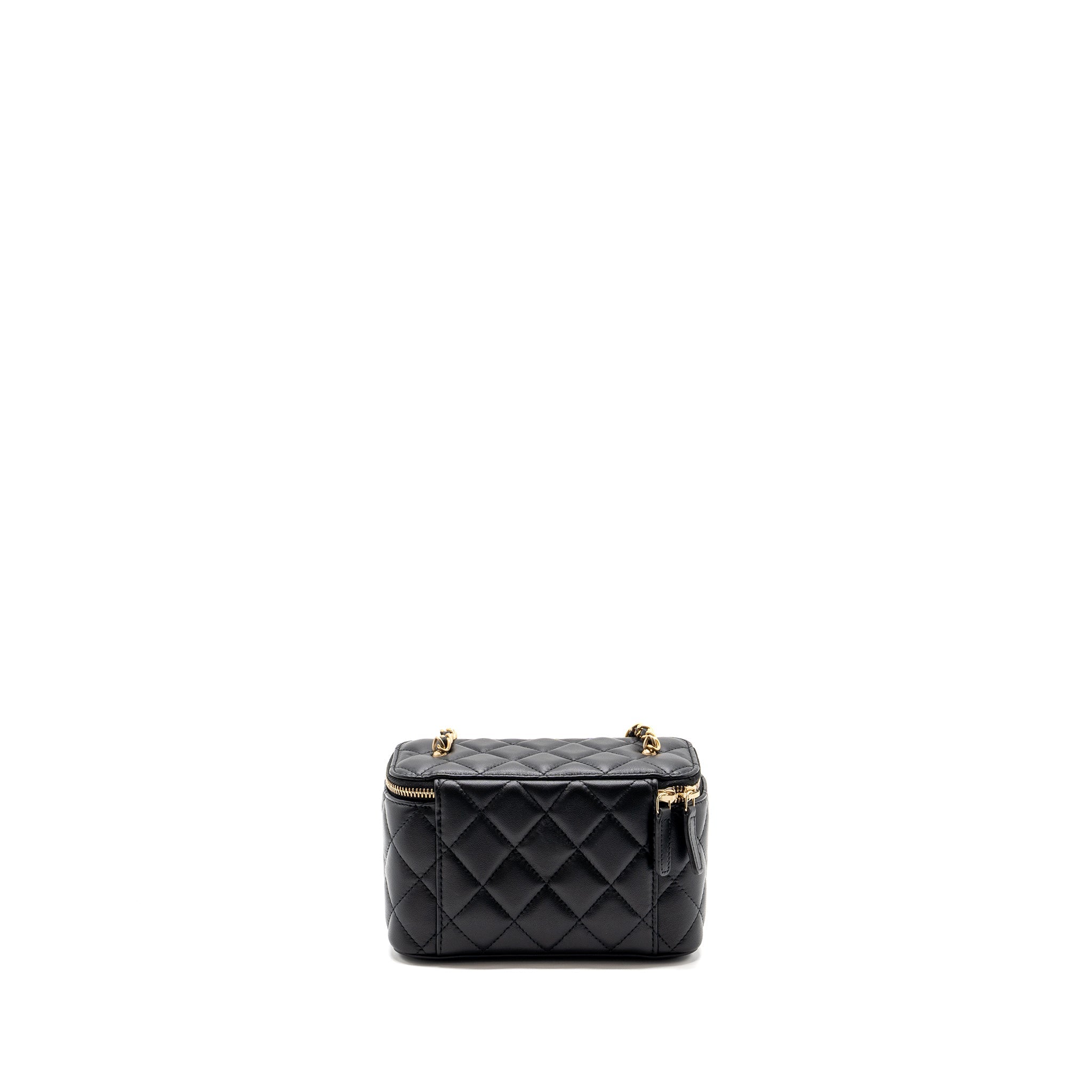 CHANEL PEARL CRUSH LONG VANITY CASE LAMBSKIN BLACK GHW (MICROCHIP)