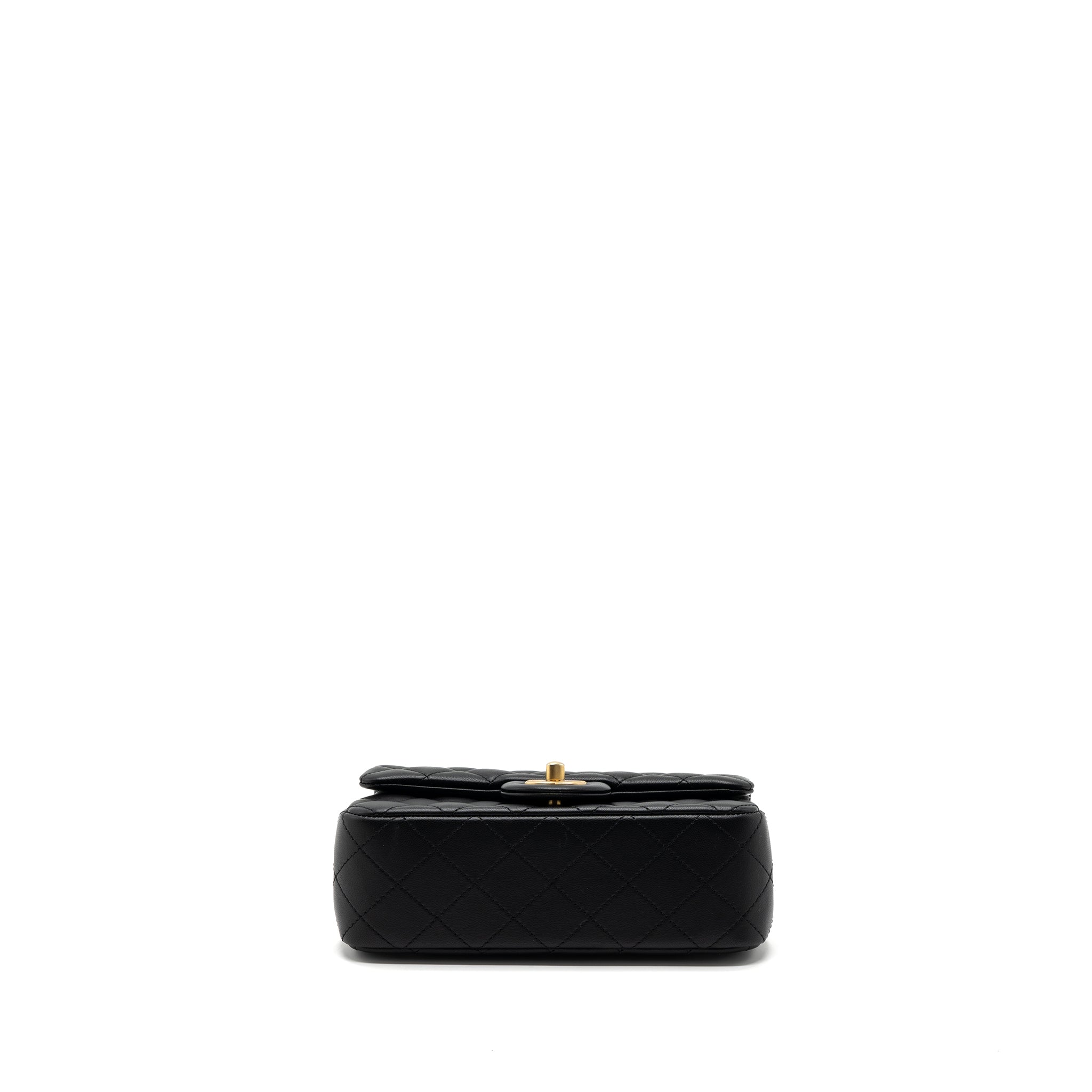CHANEL 23K PEARL CRUSH MINI RECTANGULAR FLAP BAG LAMBSKIN BLACK GHW (MICROCHIP)
