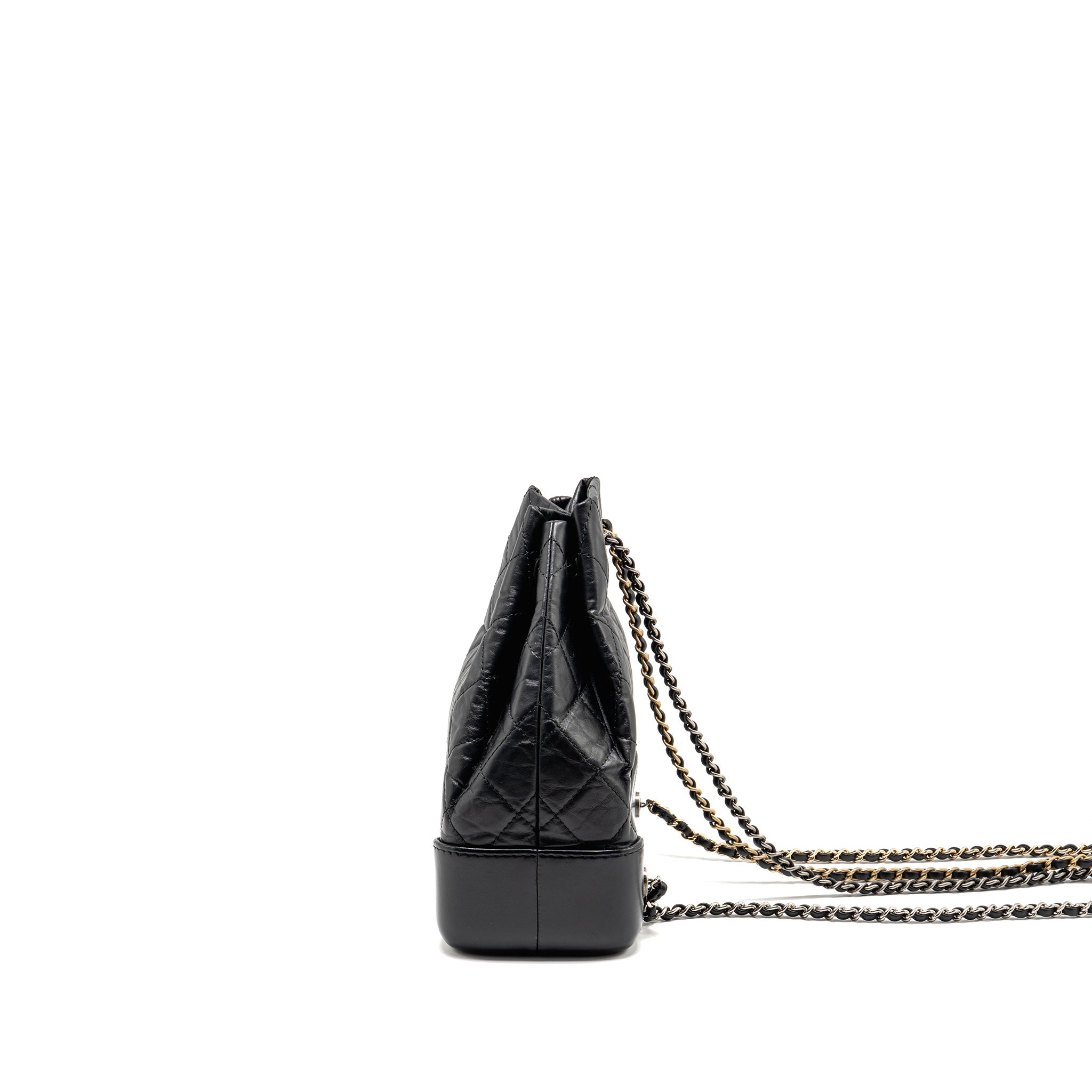 CHANEL SMALL GABRIELLE HOBO BAG AGED CALFSKIN BLACK MULTICOLOURED HARDWARE