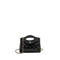 CHANEL MINI 31 CLUTCH WITH CHAIN SHINY LAMBSKIN BLACK LGHW (MICROCHIP)
