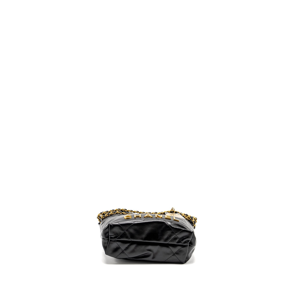 CHANEL MINI 22 BAG CALFSKIN BLACK GHW (MICROCHIP)