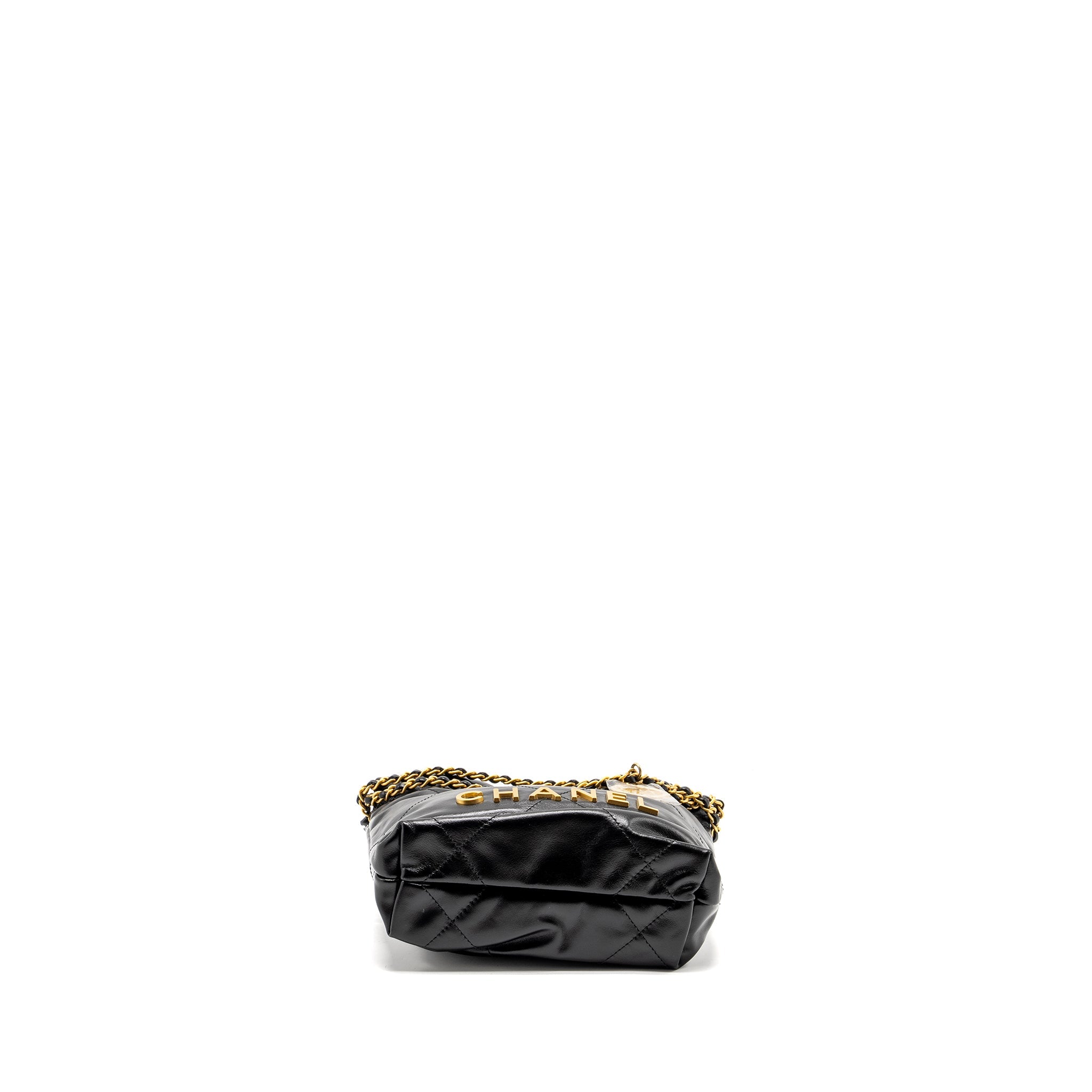 CHANEL MINI 22 BAG CALFSKIN BLACK GHW (MICROCHIP)