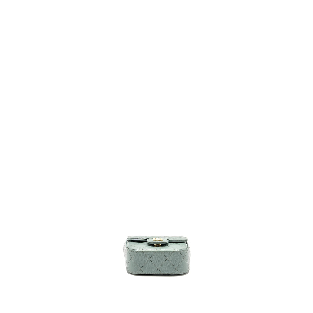 CHANEL MINI FLAP VANITY WITH CHAIN CAVIAR LIGHT GREEN LGHW