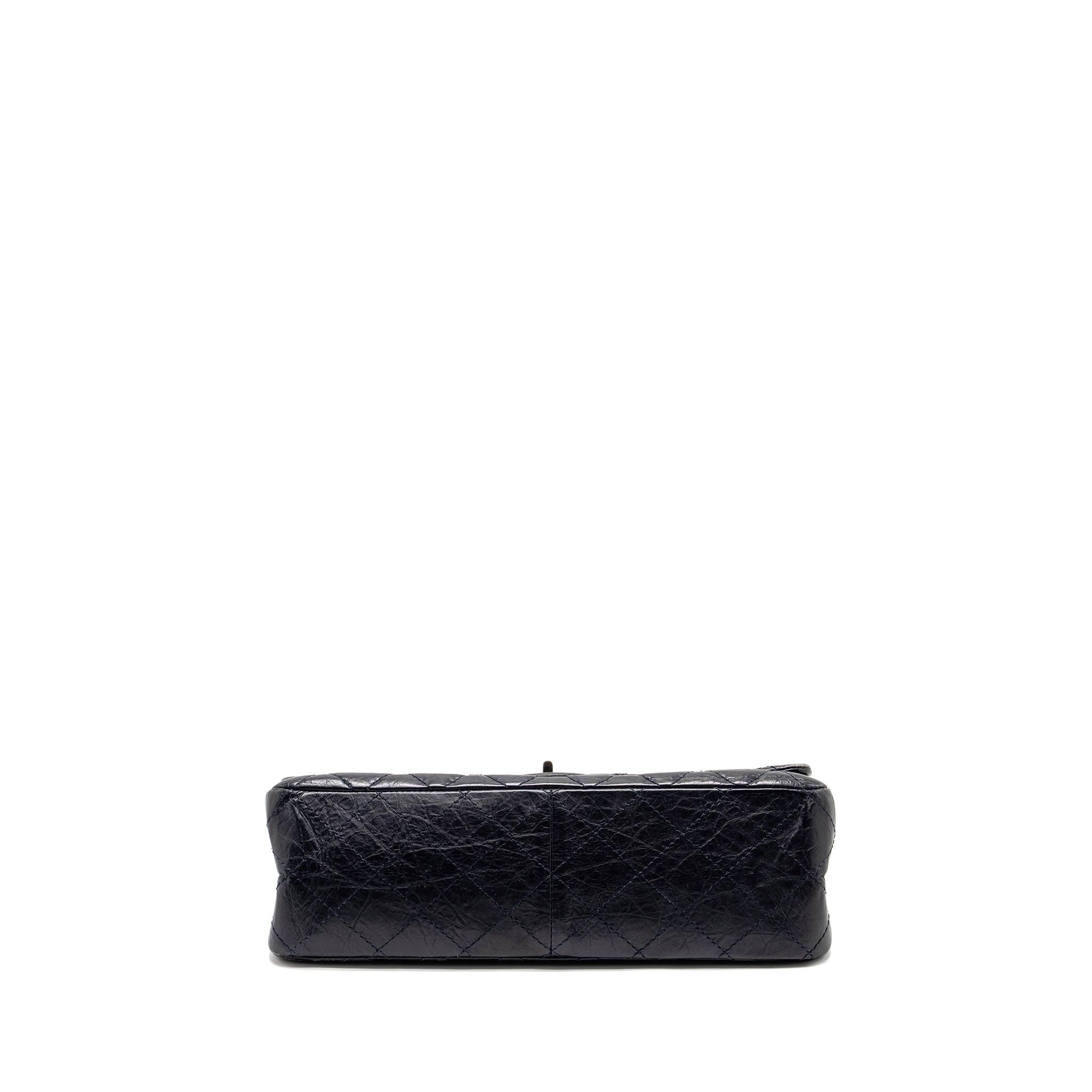CHANEL MAXI 2.55 REISSUE FLAP BAG AGED CALFSKIN DARK BLUE RUTHENIUM HARDWARE