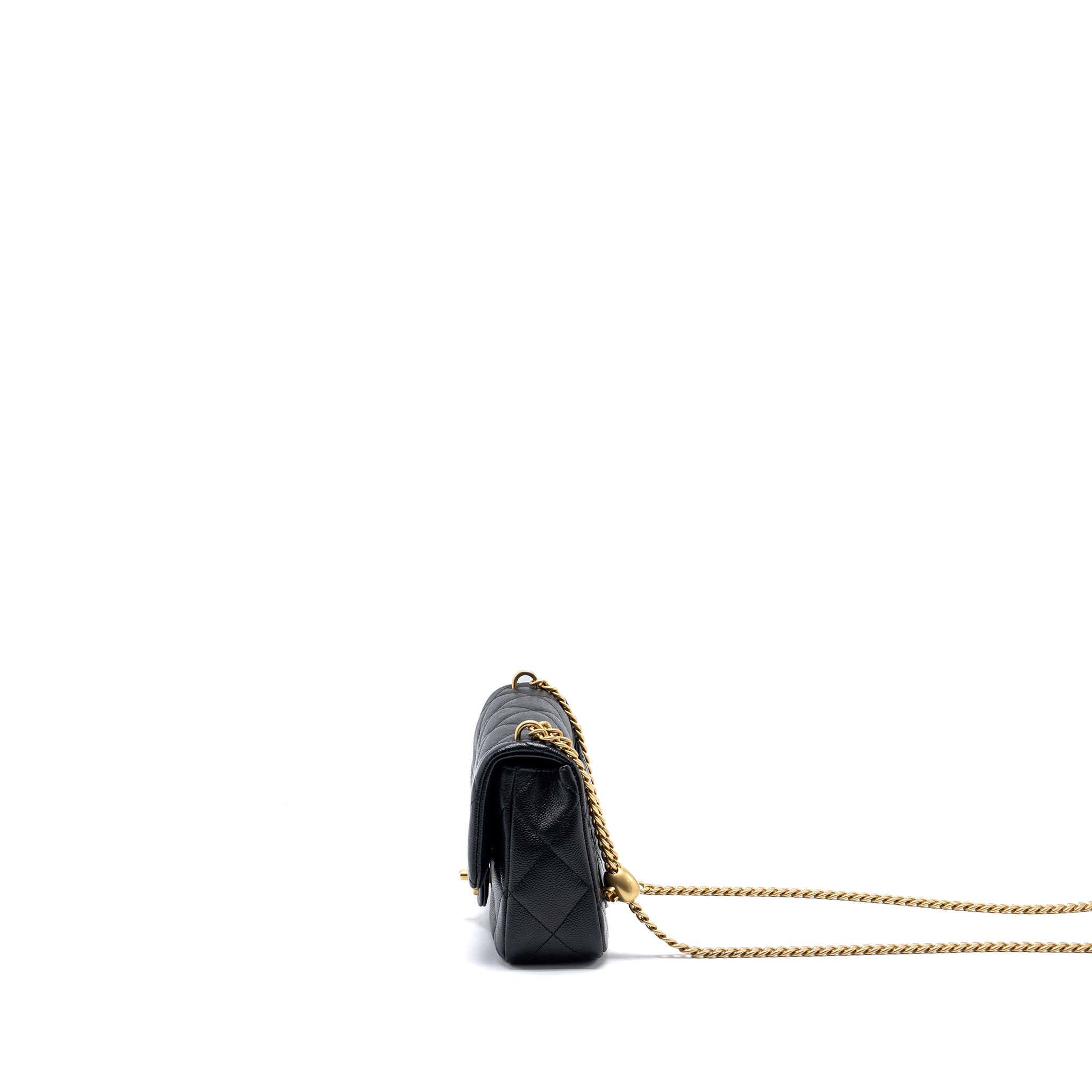 CHANEL 23P COCO LOVE FLAP BAG CAVIAR BLACK GHW (MICROCHIP)