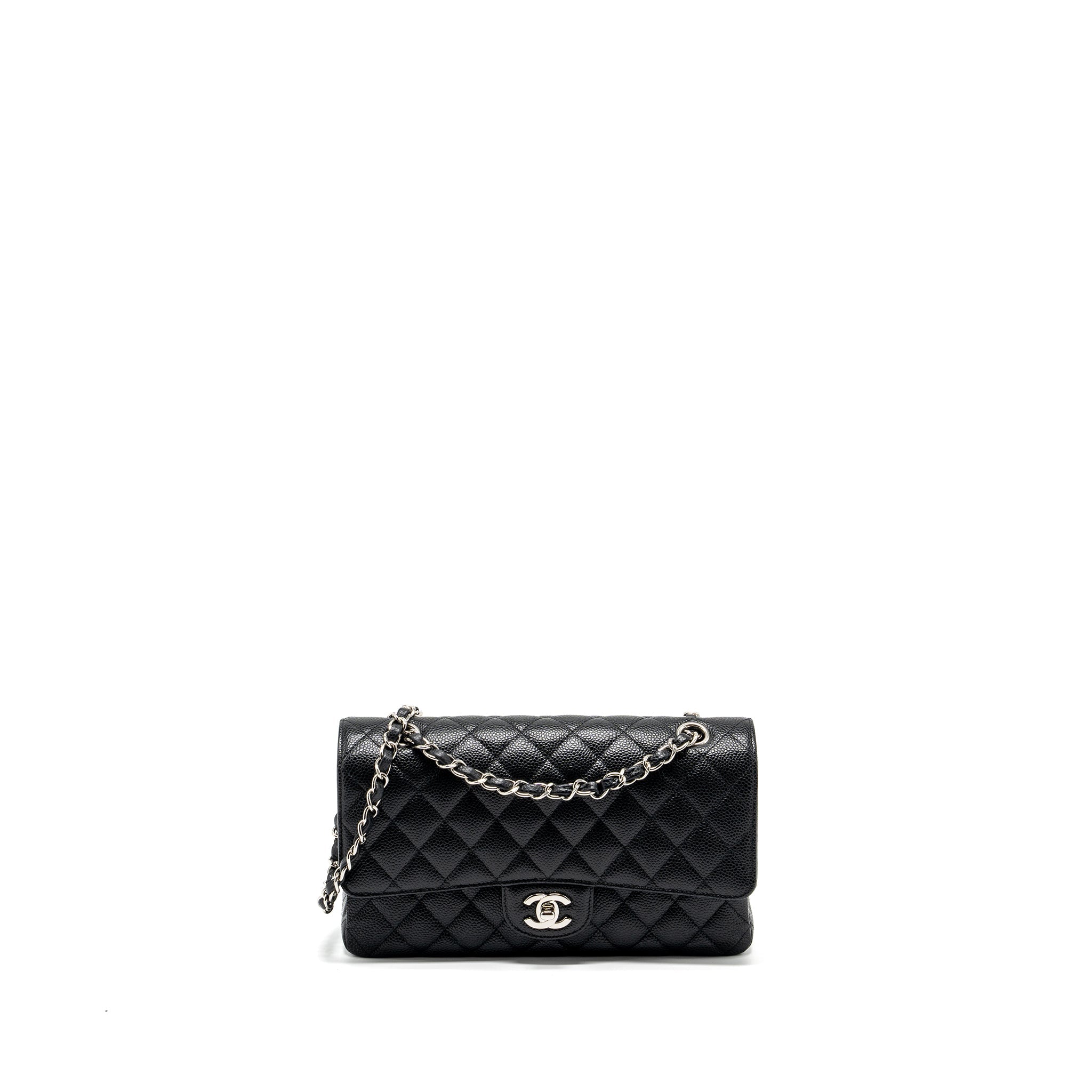 CHANEL MEDIUM CLASSIC DOUBLE FLAP BAG CAVIAR BLACK SHW
