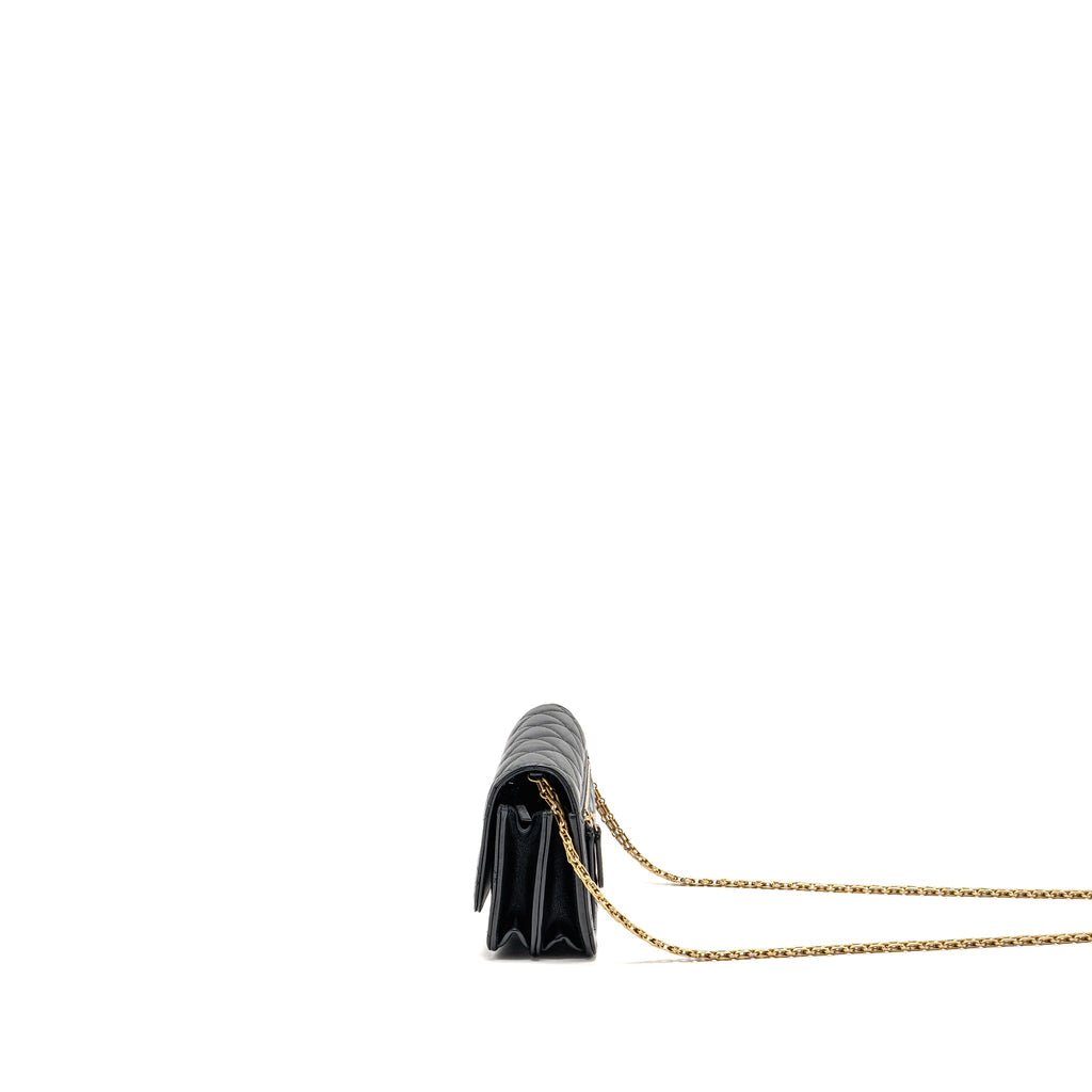 CHANEL MINI 2.55 REISSUE WALLET ON CHAIN AGED CALFSKIN BLACK GHW(MICROCHIP)