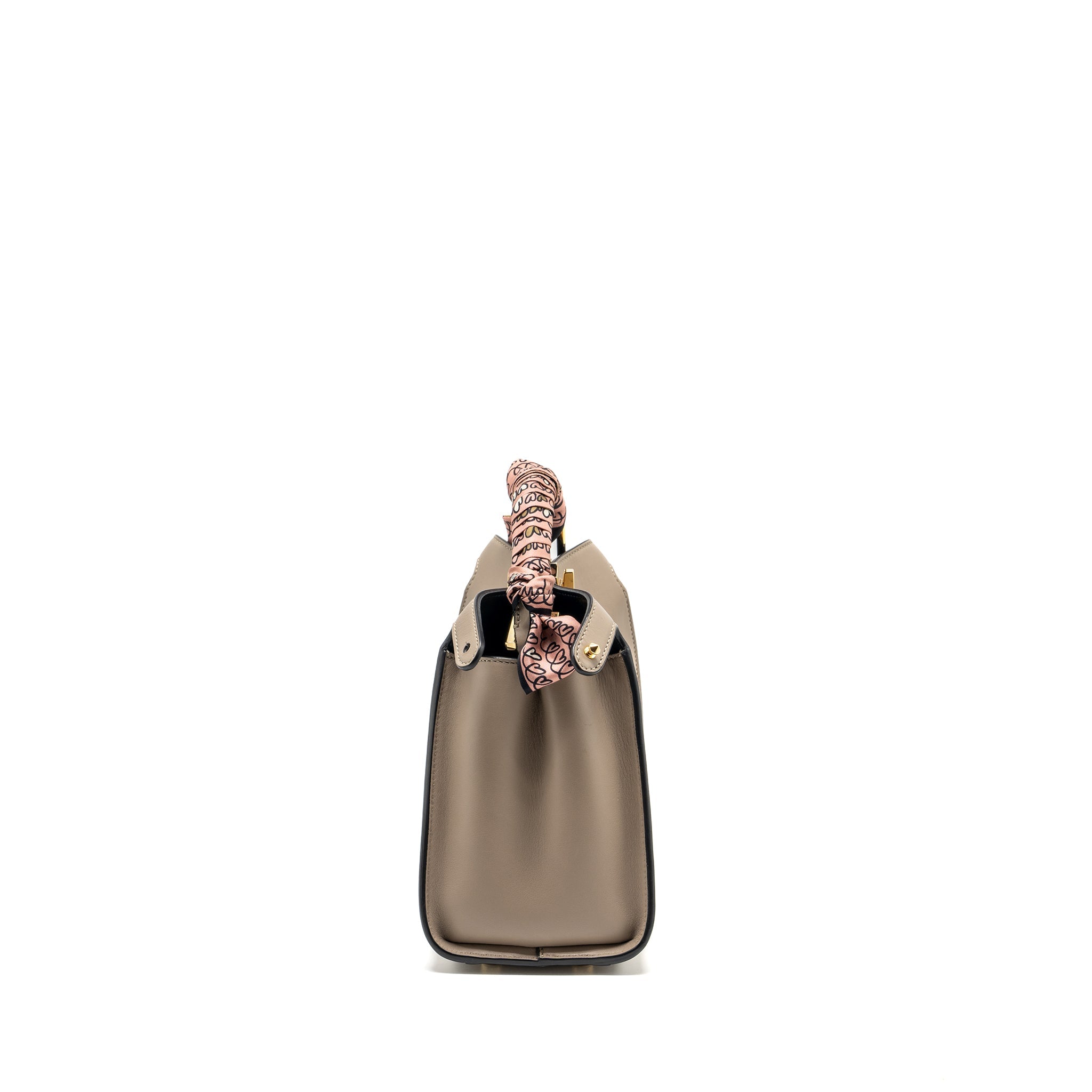 FENDI PEEKABOO HANDLE BAG CALFSKIN DOVE/BLACK GHW