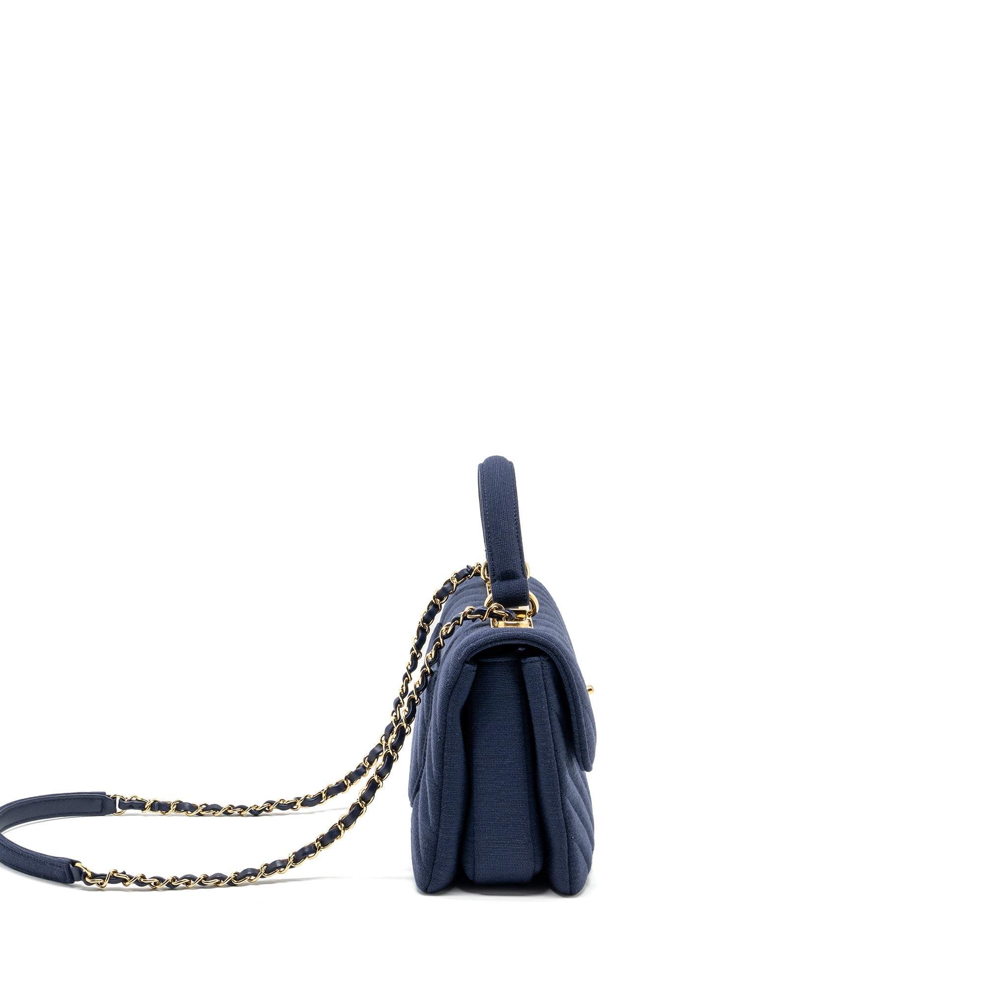 CHANEL SMALL CHEVRON TRENDY CC FABRIC NAVY GHW