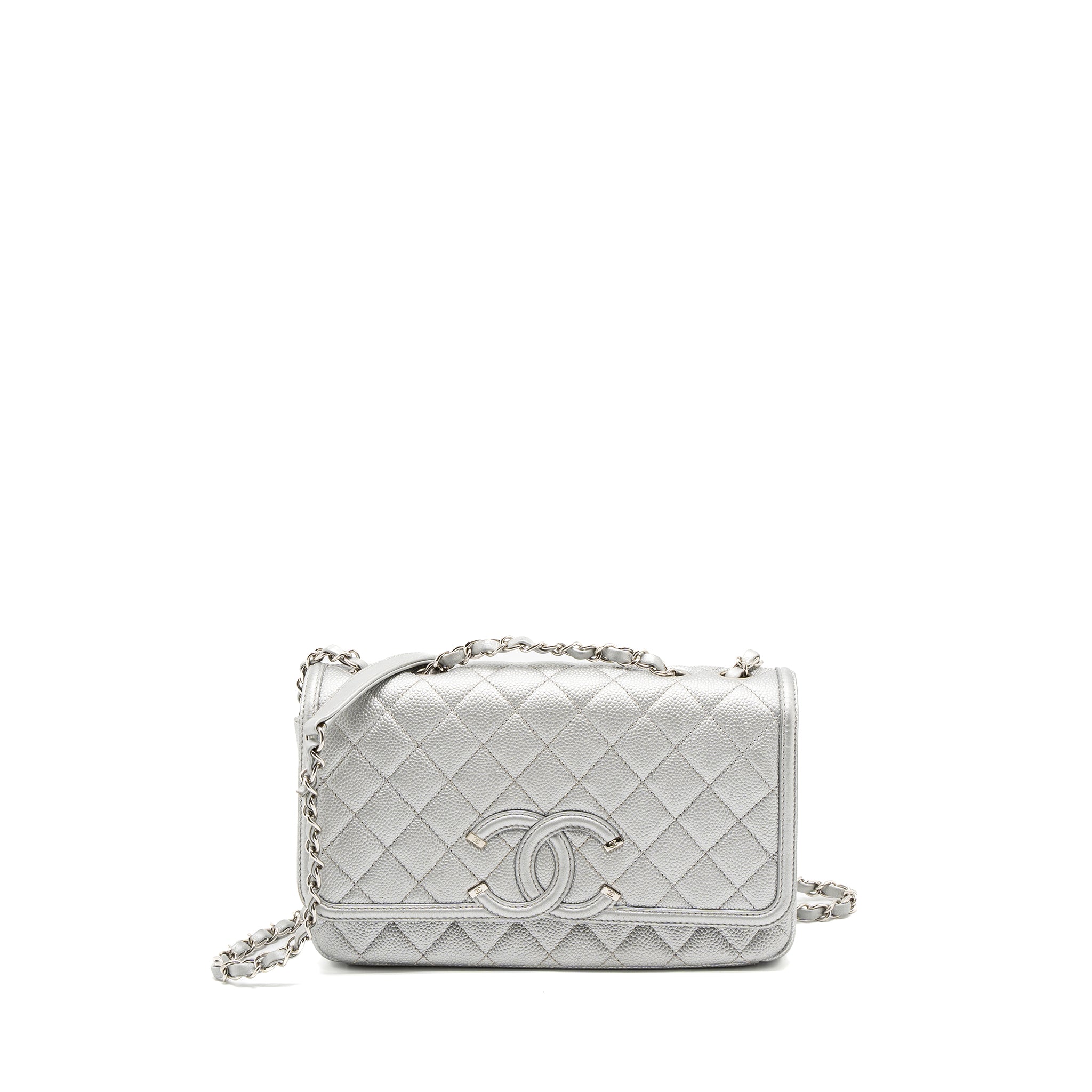 CHANEL FILIGREE FLAP BAG CAVIAR SILVER SHW