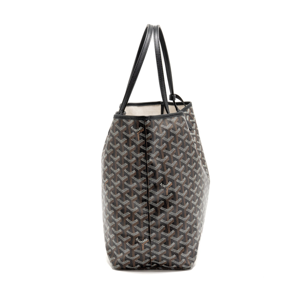 GOYARD SAINT LOUIS PM TOTE BAG GOYARDINE CANVAS/CALFSKIN BLACK