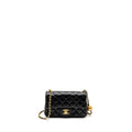CHANEL 24K PEARL CRUSH MINI RECTANGULAR FLAP BAG SHINY LAMBSKIN BLACK GHW (MICROCHIP)