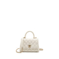 CHANEL MINI COCO HANDLE CAVIAR WHITE LGHW (MICROCHIP)