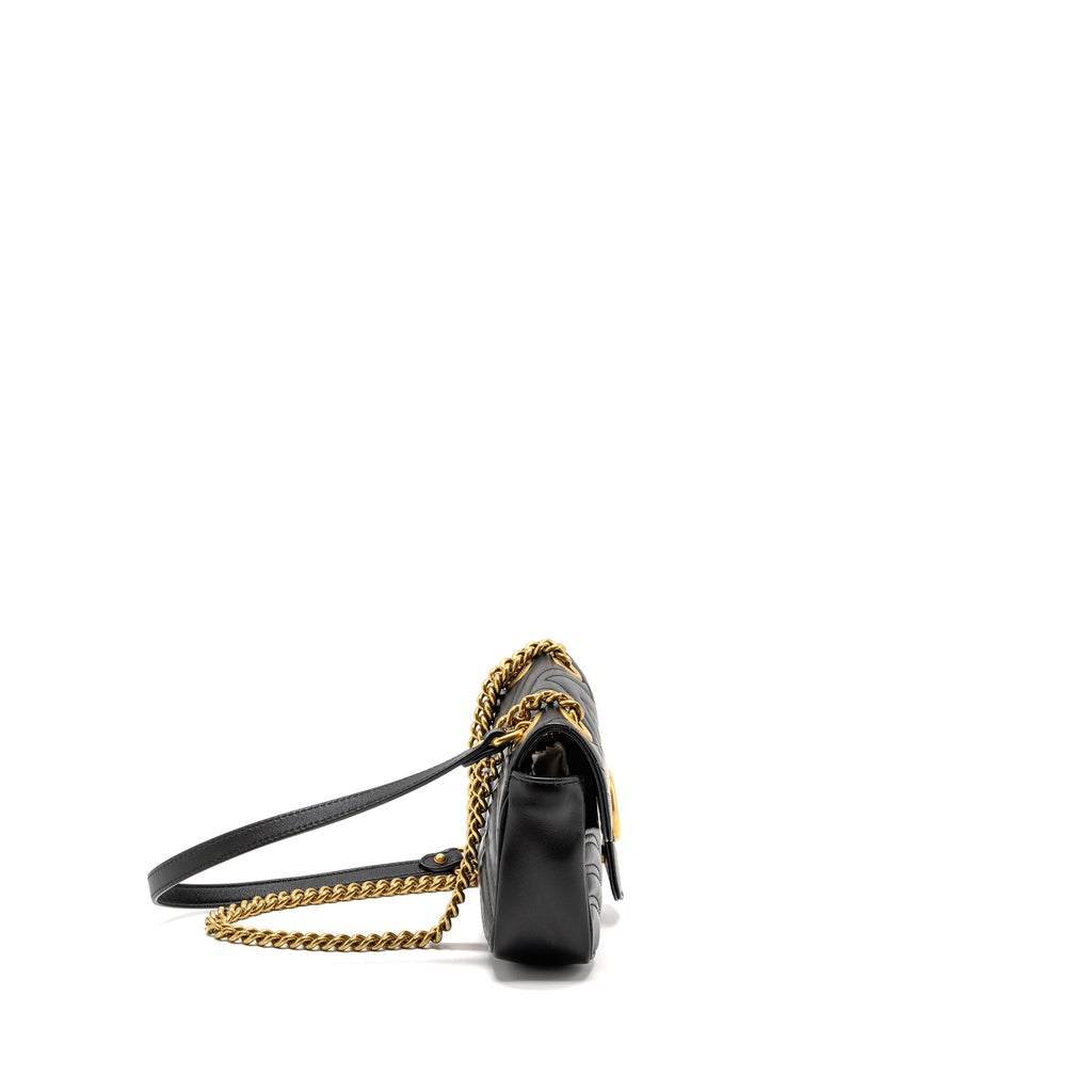 GUCCI MINI GG MARMONT SHOULDER BAG CALFSKIN BLACK GHW