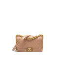 CHANEL MEDIUM BOY BAG GRAINED CALFSKIN BEIGE GHW